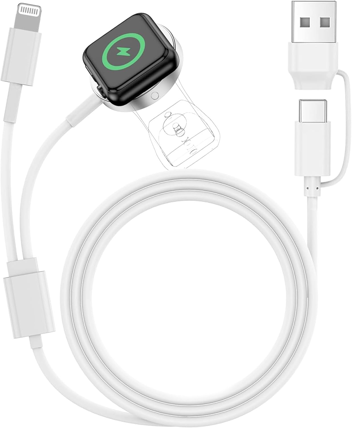 Upgraded 2-In-2 I Watch Charger for Apple Watch Charger, USB-C Fast Iphone 17 16 15 Charger Iwatch Magnetic Charging Cable for Iwatch Ultra3/Se3/11/10/9/8/7/6/5/4/3/2, Iphone 17/16/15