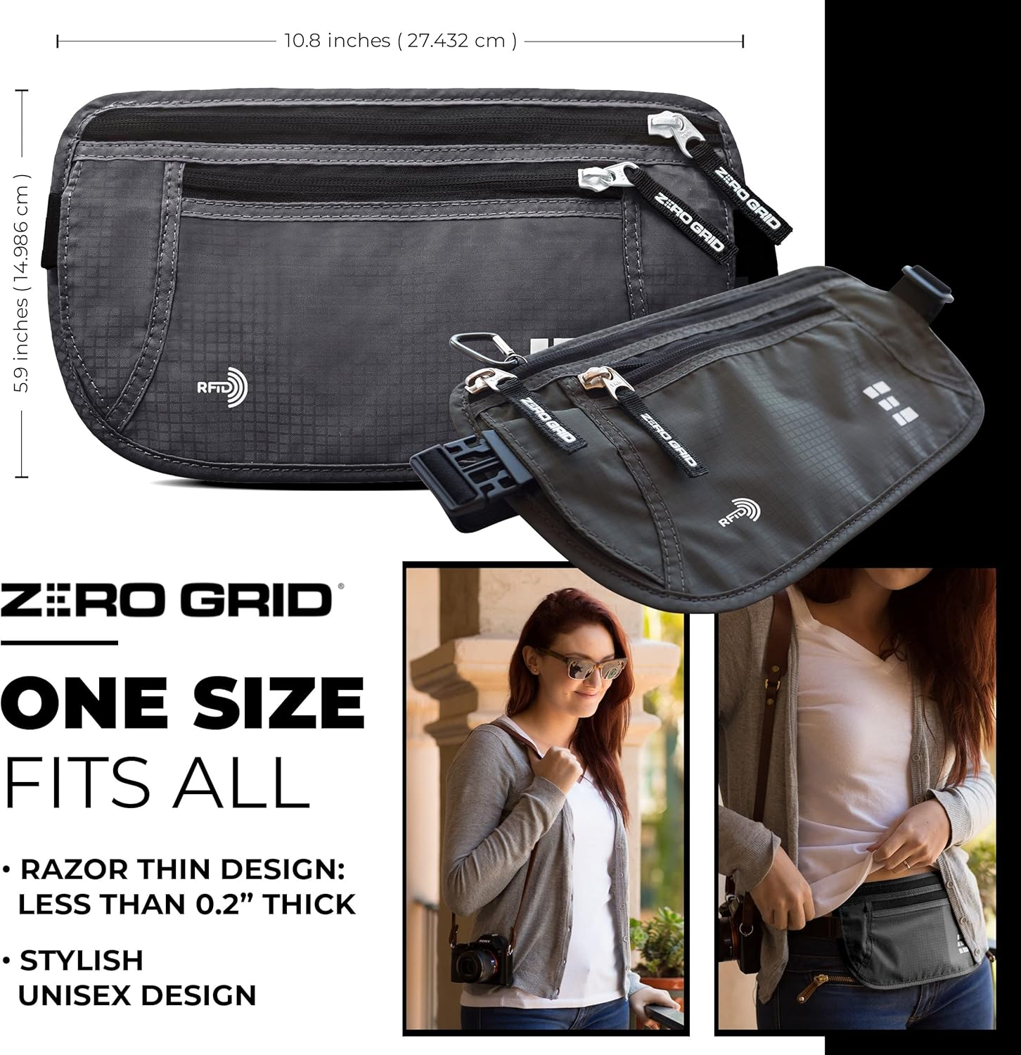 Money Belt for Secure Travel - Concealed Travel Pouch W/Rfid Blocking - Secure Important Documents and Money - Durable, Water-Resistant Rip-Stop Nylon W/Rfid Sleeves Set