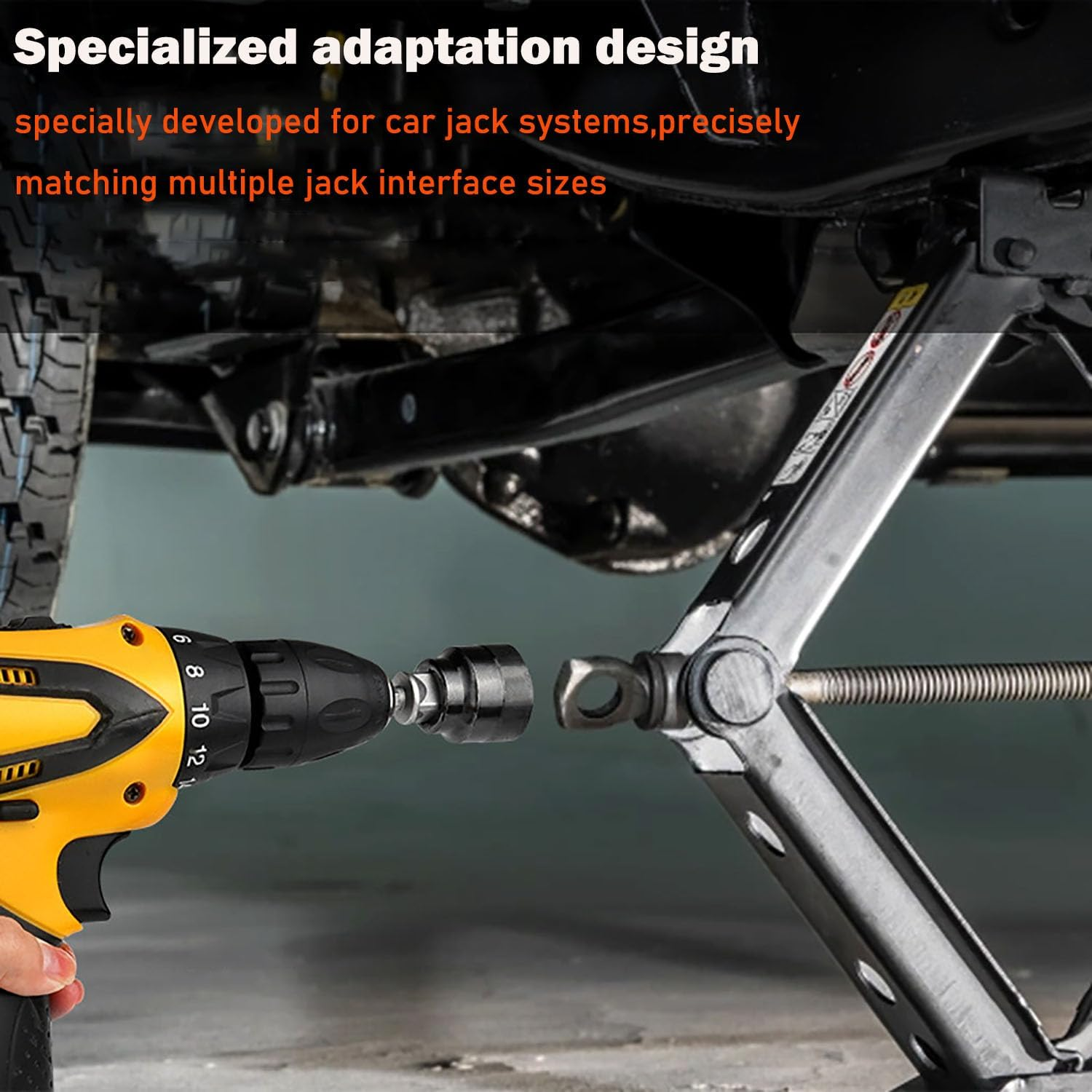 SILHOL Heavy Duty Scissor Jacks Socket Adapter with 1/4 Quick Connect Hex Shank Tools, Camper Travel Trailer Drill Adapter, Drill Attachment for Quick Car Lifting, Fits Most Standard Jacks image number 3