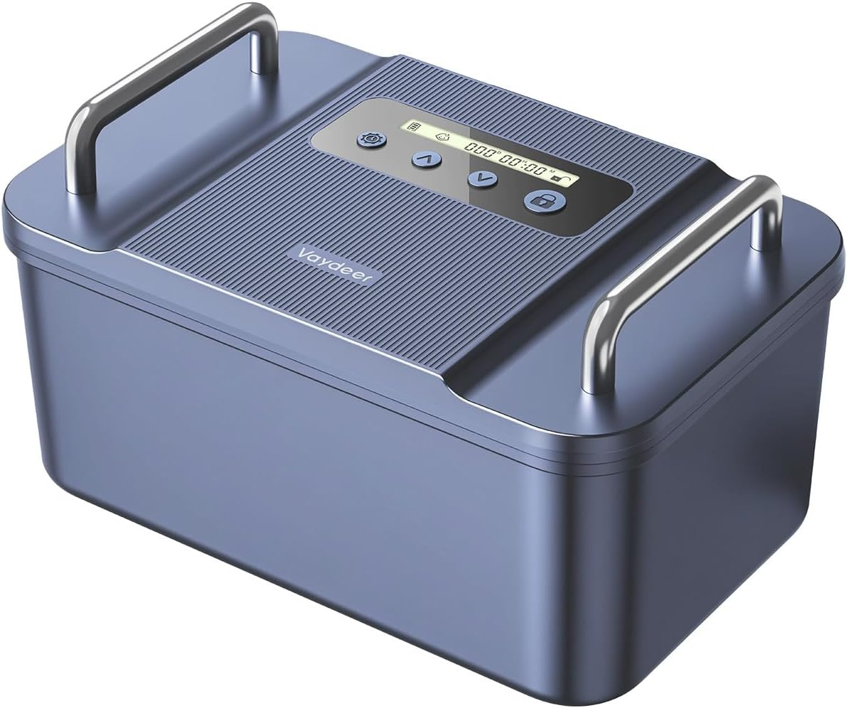 VAYDEER Security Lock Box with Timer &ndash;Safe Storage Box with Handles, LCD Display, Customisable Lock Time, USB-C Emergency Power &ndash; Portable Lock Safe for Phone, Medication, Valuables image number 4