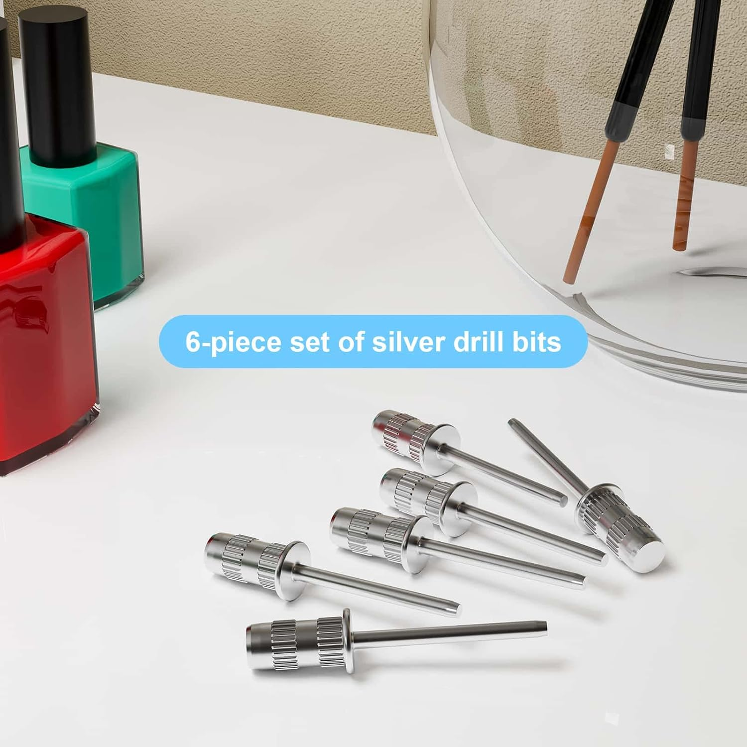 Difenni Nail Drill Bits,Sanding Bands for Nail Drill Shaft 3/32 Inch,Drill Bits for Nails,Mandrel Bit for Nails,Nail Drill Bits for Acrylic Nails Manicure Nails Manicure Pedicure Tool(Silver)