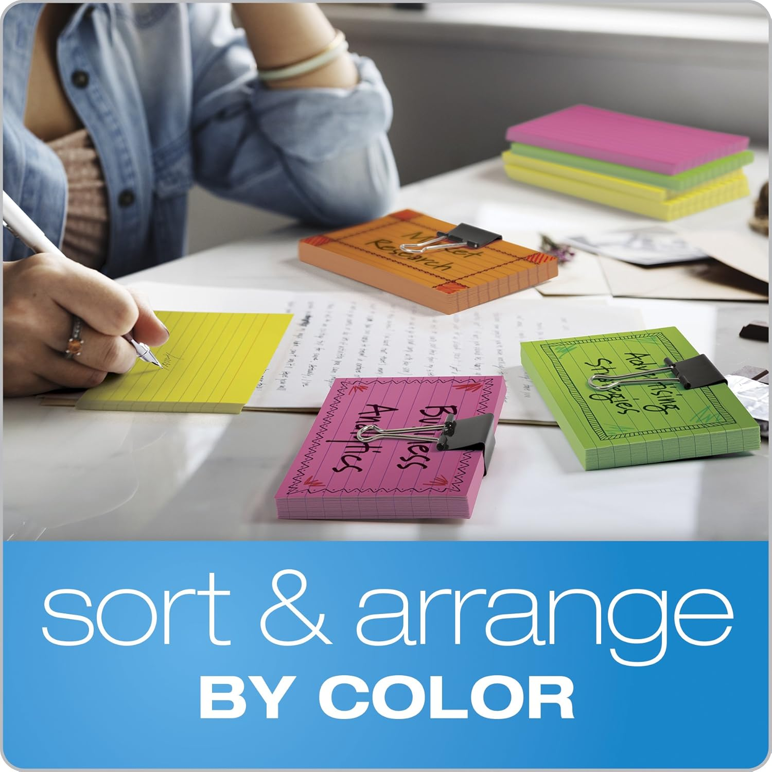 Oxford Glow Index Cards, 3" X 5", Ruled, Assorted Bright Colors, 100/Pack (40279) - 4 X 6 image number 4