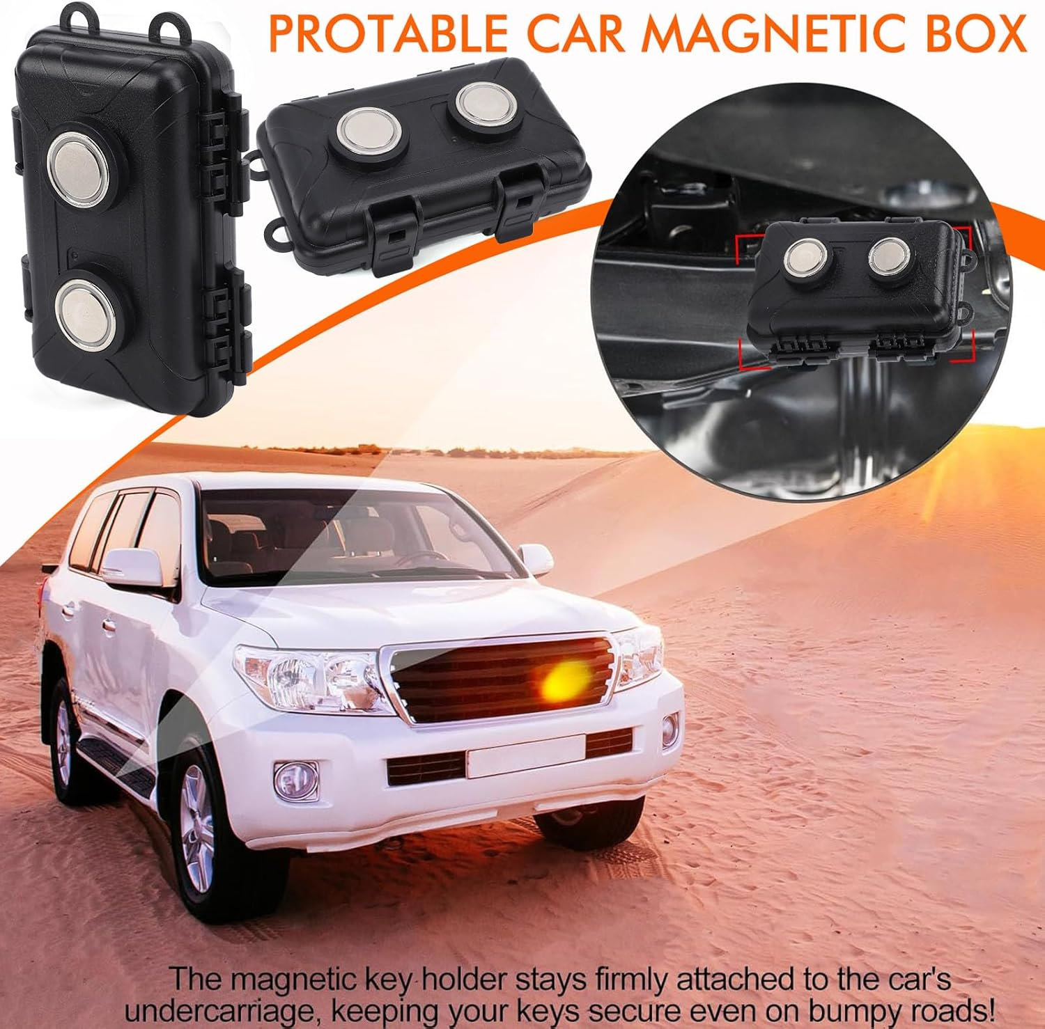 Magnetic Storage Box, Magnetic Key Holder under Car, Hide a Key, Waterproof Magnetic Storage Box with Inner Dividers, for Home, Outdoor, Work, Car Use image number 6