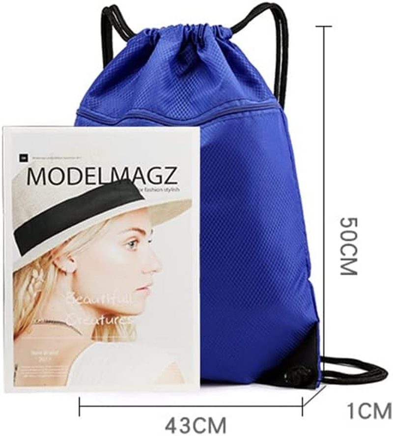 Women Mens Drawstring Backpack Bag Gym Sports Sack Portable Shoe Balls Bags, Lightweight and Spacious - 50X43 Cm - Black image number 5