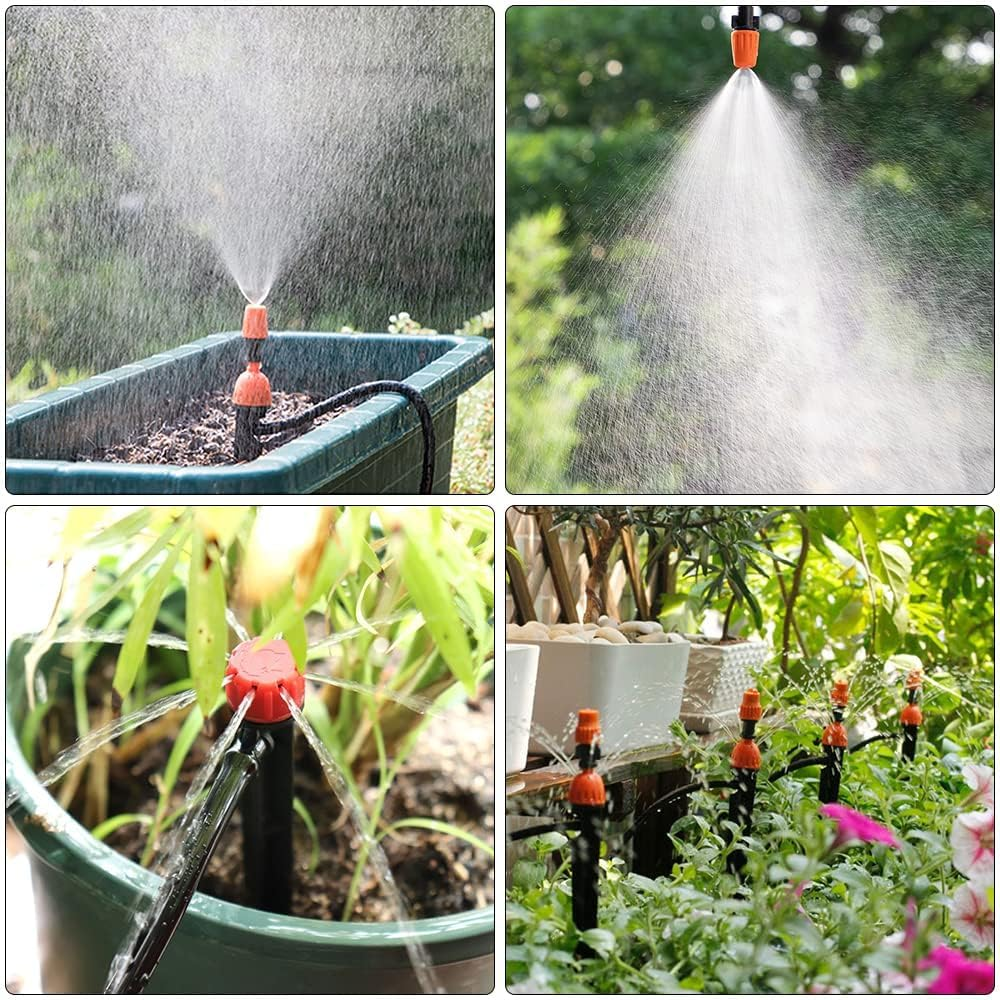 Garden Drip Irrigation Kit, 164FT/50M Greenhouse Micro Automatic Drip Irrigation System Kit with 1/4 Inch 1/2 Inch Blank Distribution Tubing Hose Adjustable Patio Misting Nozzle Emitters Sprinkler