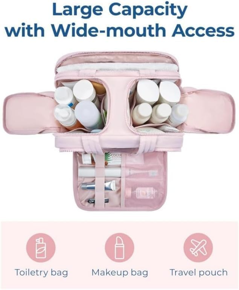 Large Travel Cosmetic Bag with Wet Dry Separation, 12.2 Inch Makeup Organizer with Large Capacity and Multiple Pockets for Women (Purple) - Abvian image number 5