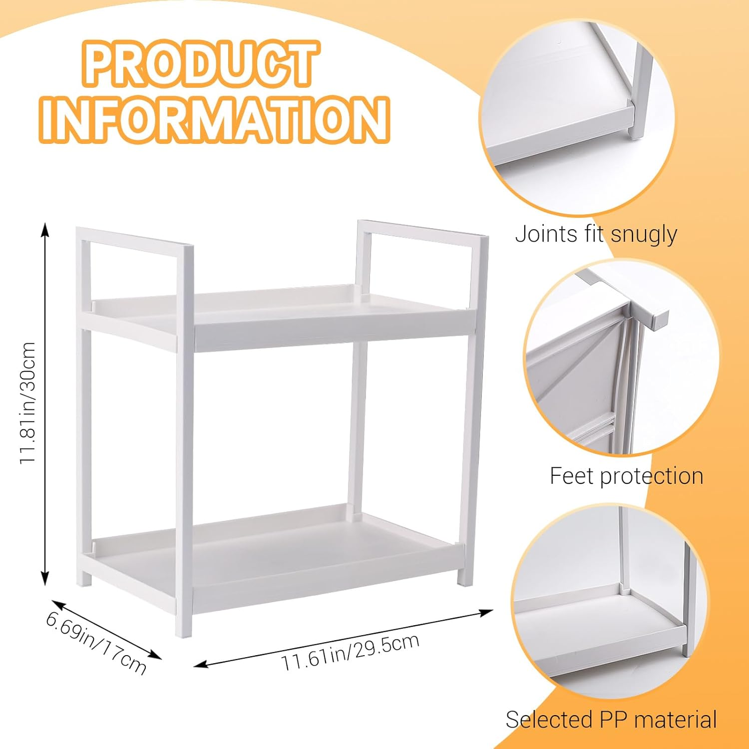 2-Tier Bathroom Counter Organizer with Basket, Vanity Tray Shelf, Bathroom Organizer Countertop, Vanity Organizer Bathroom Tray, Makeup and Skincare Organizers for Vanity Kitchen Spice Rack (White)