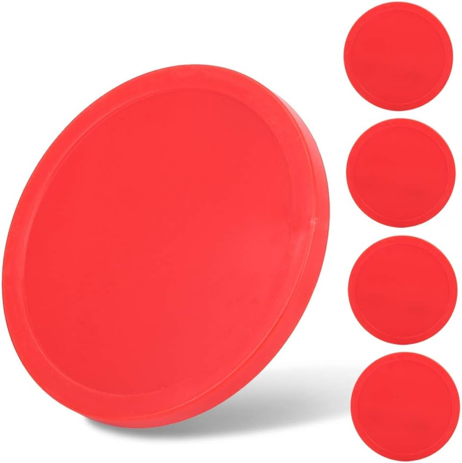 4PCS Air Hockey Pucks, Red Plastic Hockey Pucks Replacement Accessories for Game Tables, Game Room, Small Size for Kids, Large Size for Adult, (Large (82Mm)) image number 4