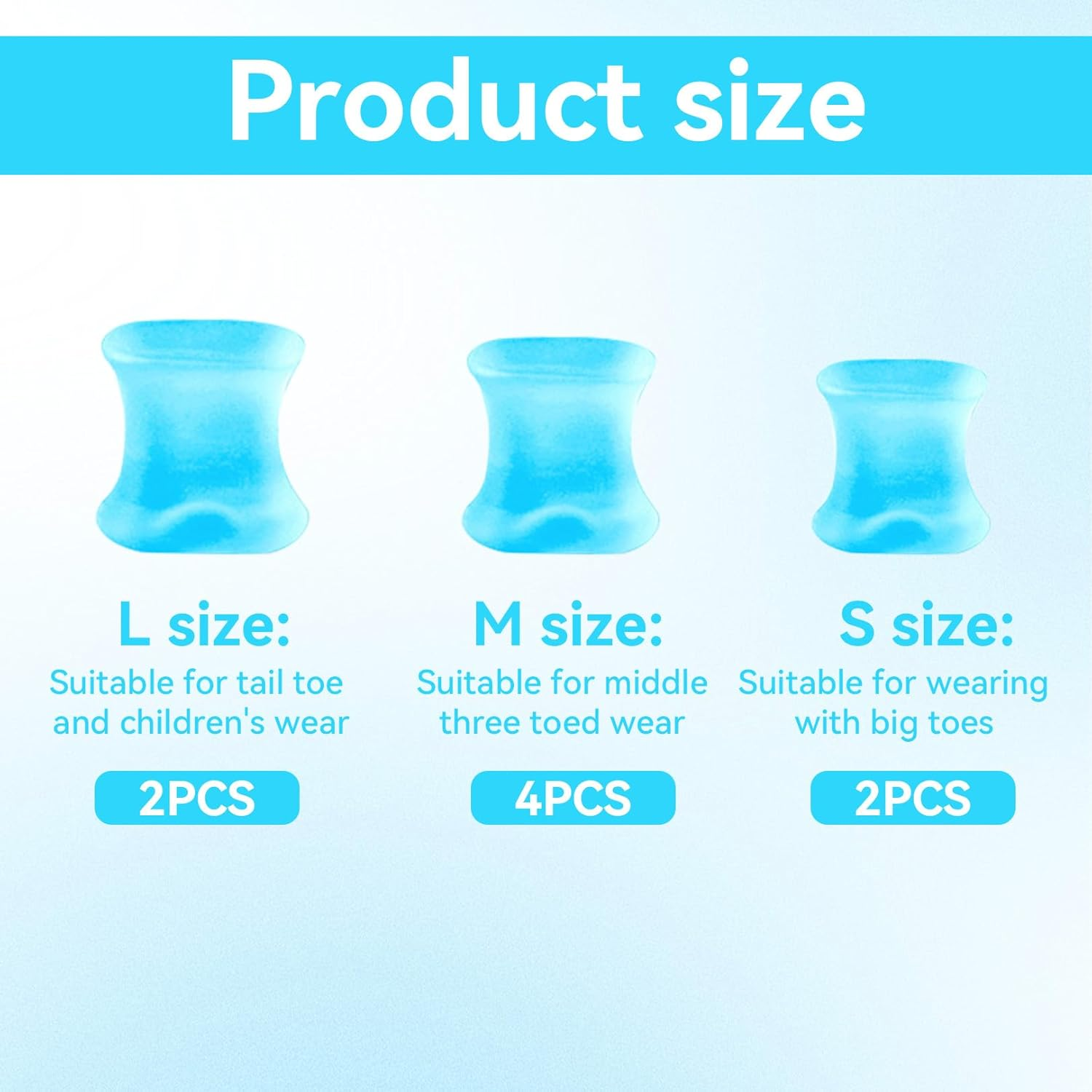 Pack of 8 Gel Toe Separators, Toe Separators, Small Toe, Hallux Valgus Correction, Toe Separator Women'S Silicone, Toe Spacer, Toe Separator, Toe Separator, Large, Toe Separator image number 5