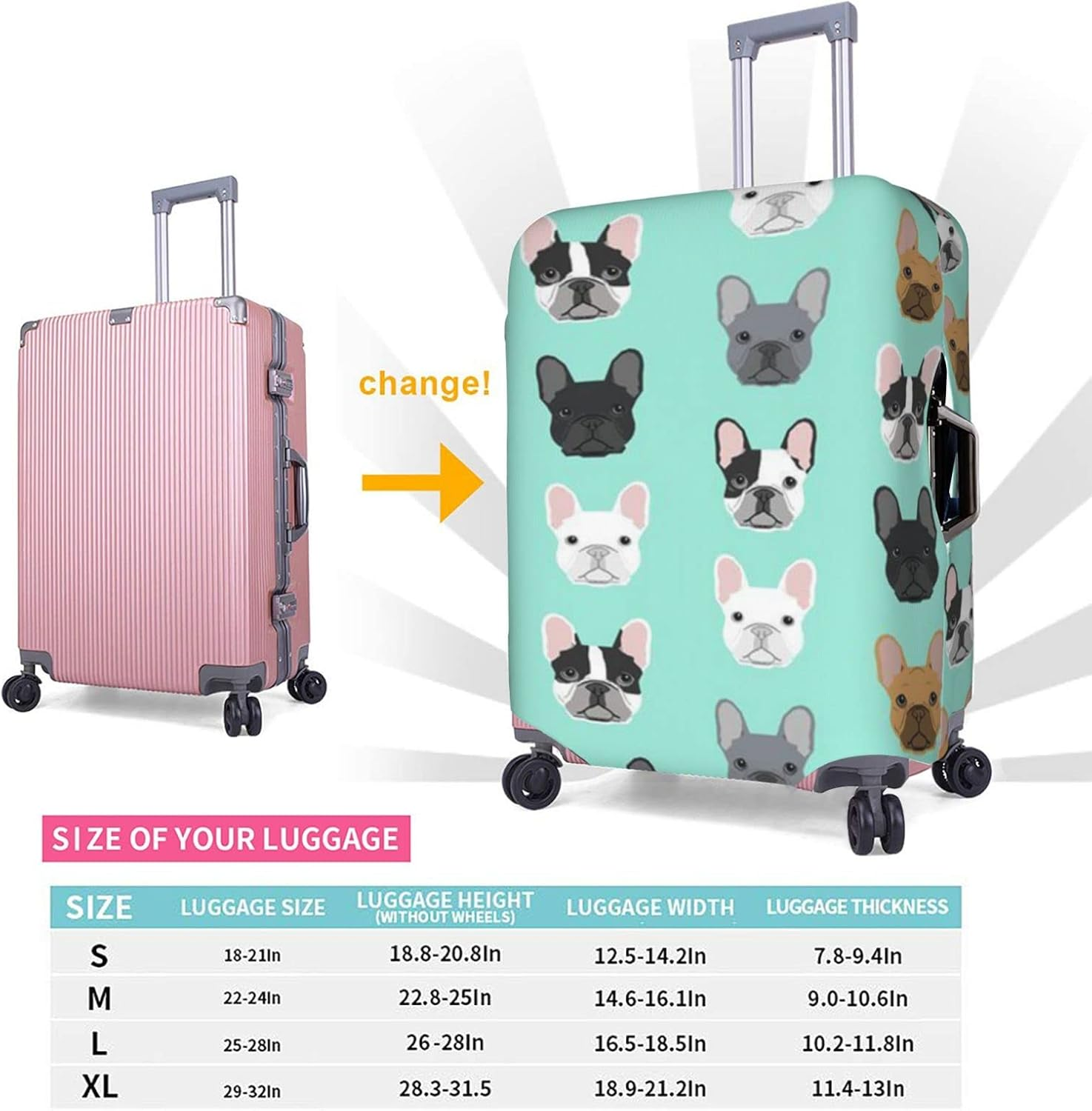 French Luggage Cover Anti-Scratch Suitcase Protector Fits 18-32 Inch Luggage image number 5