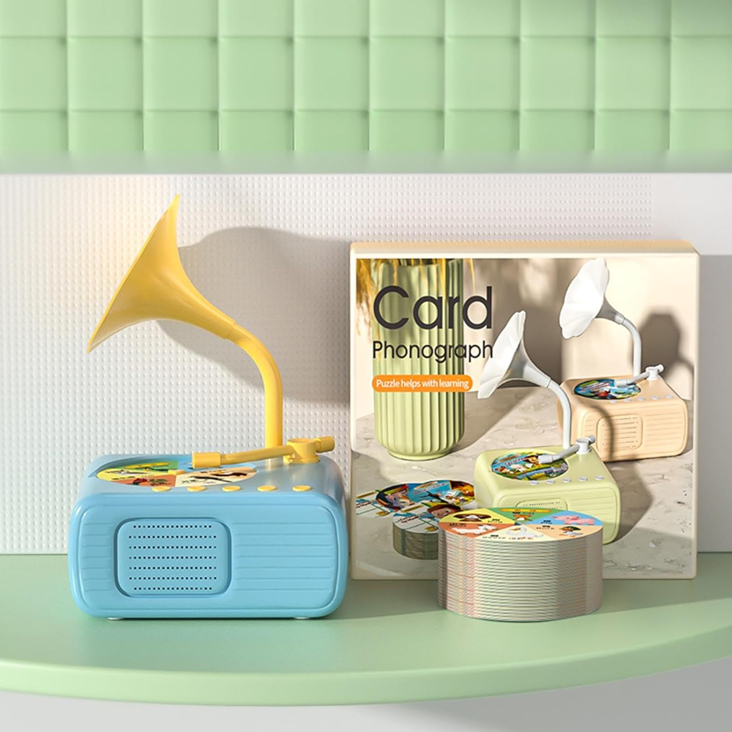 Kids Gramophone 96 Cards - Toddler Phonograph Record Player Toy,Children'S Phonograph Story Music Player for Kids Boys Girls image number 6