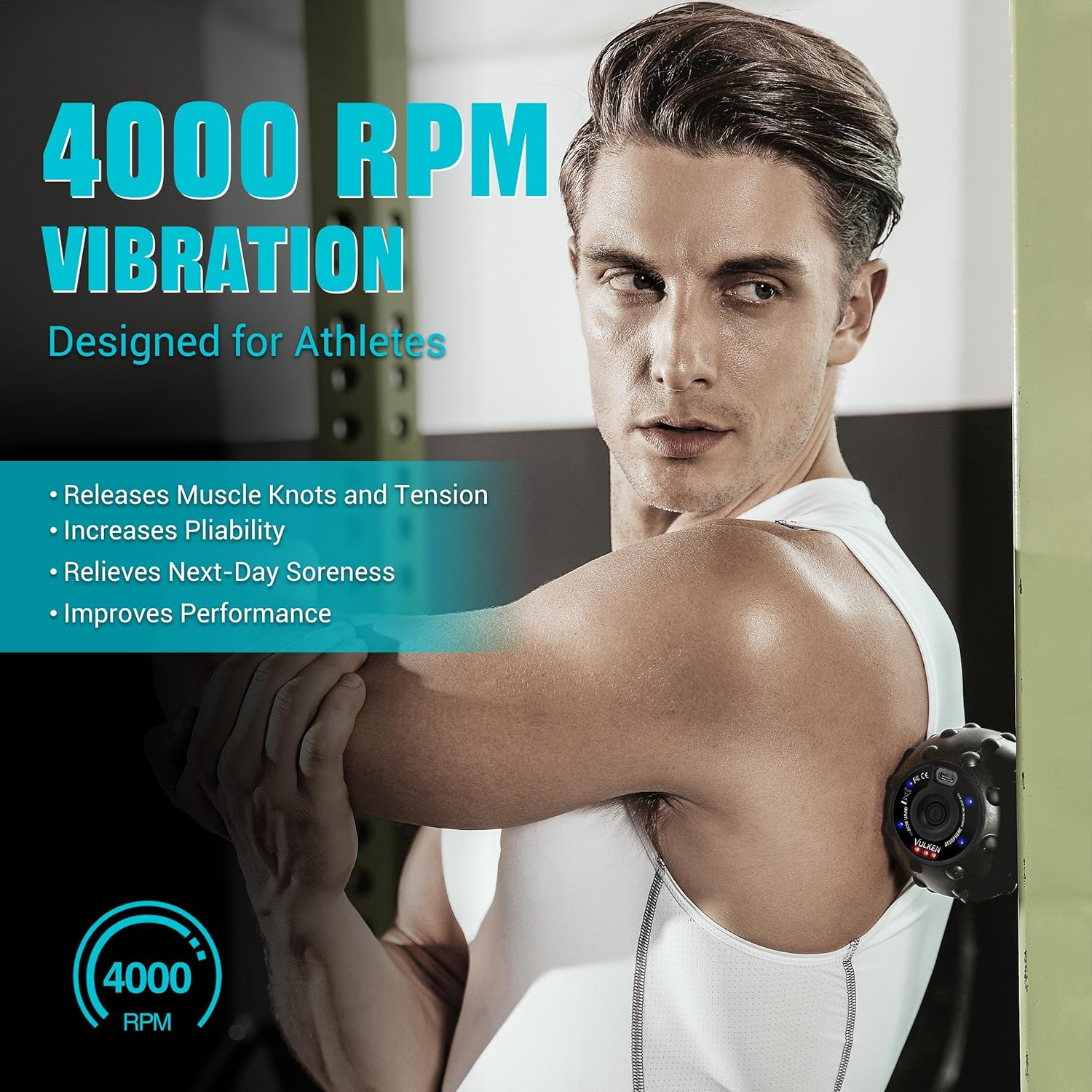 Vulken Acusphere 4 Speed High Intensity Vibrating Massage Ball for Muscle and Plantar Fasciitis Pain Relief, Myofascial Release and Trigger Point Treatment. Foot Massage Roller image number 4