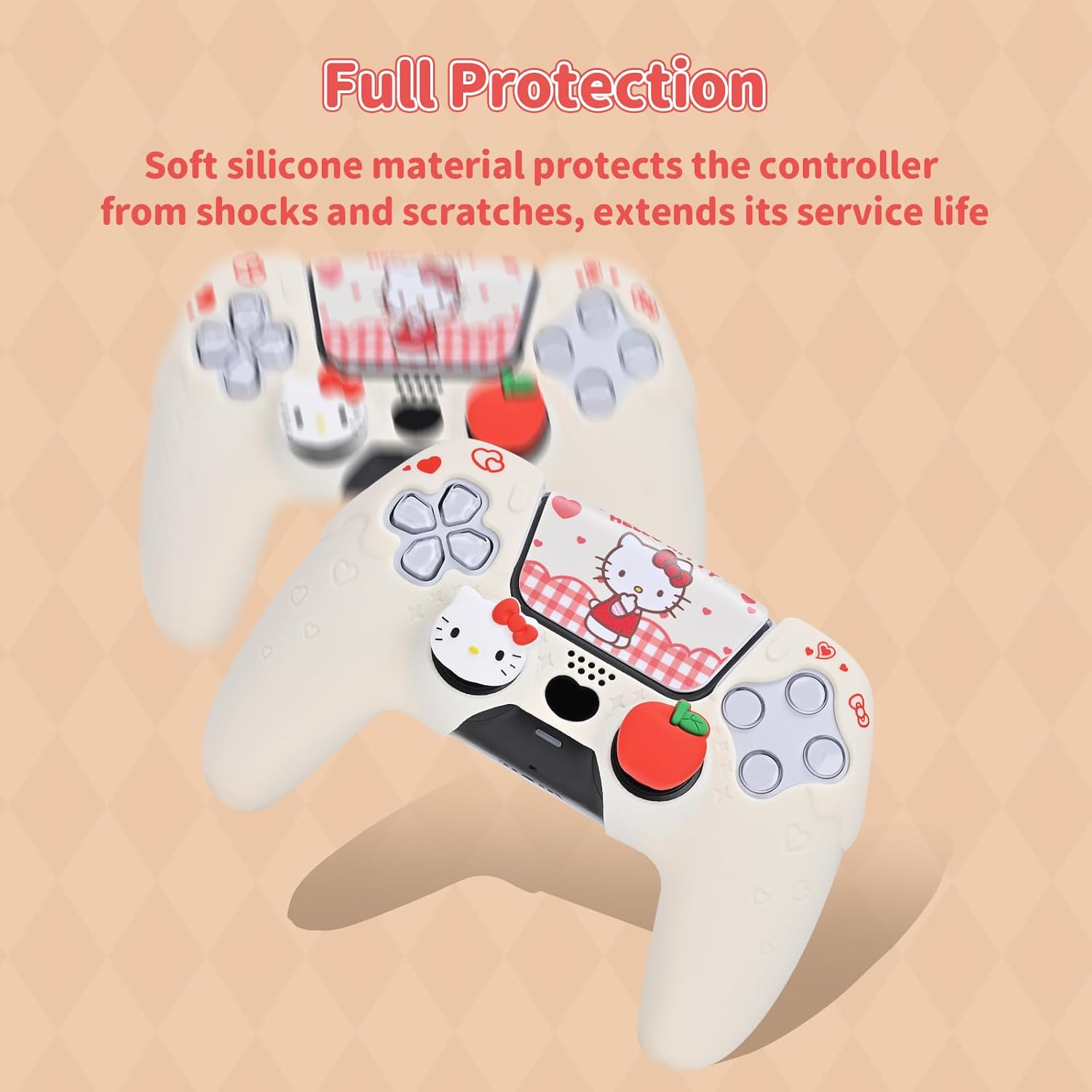 Kuitmor PS5 Controller Skin Case Set,Silicone Protective Cover Case,Anti-Slip Cute Kitty Protective Shell for PS5 Controller with 2 Thumb Grip Caps and 2 Stickers image number 4