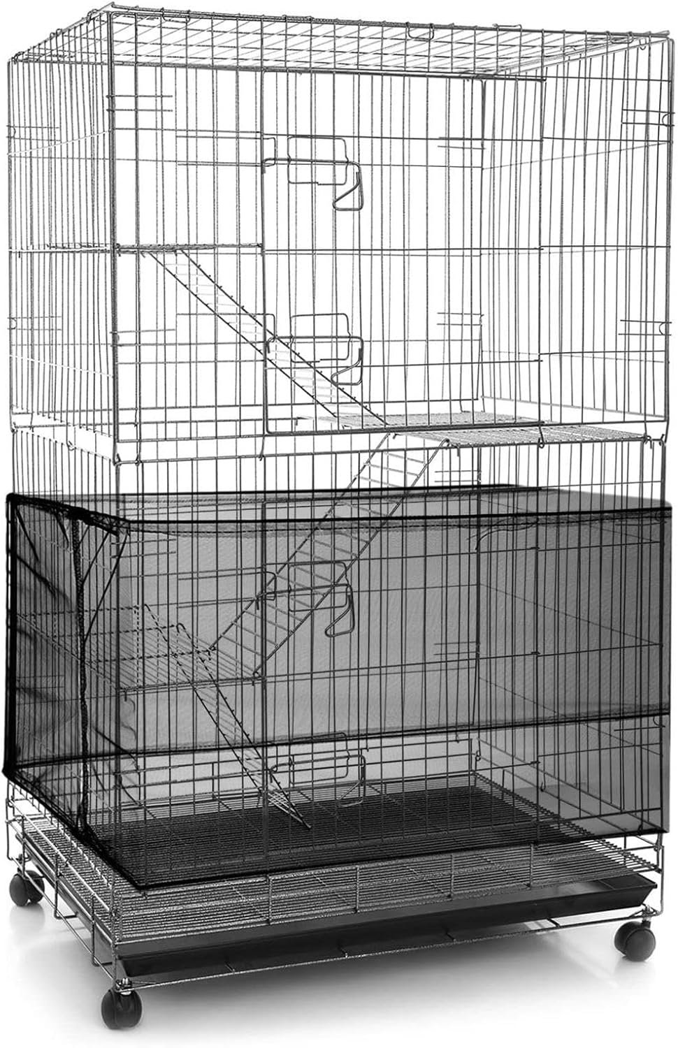 Adjustable Bird Cage Net Cover Birdcage Seed Feather Catcher Soft Skirt Guard Birdcage Nylon Mesh Netting for Parrot Parakeet Macaw round Square Cages (Black, 118 X 15 Inch/ 300 X 37 Cm) image number 6