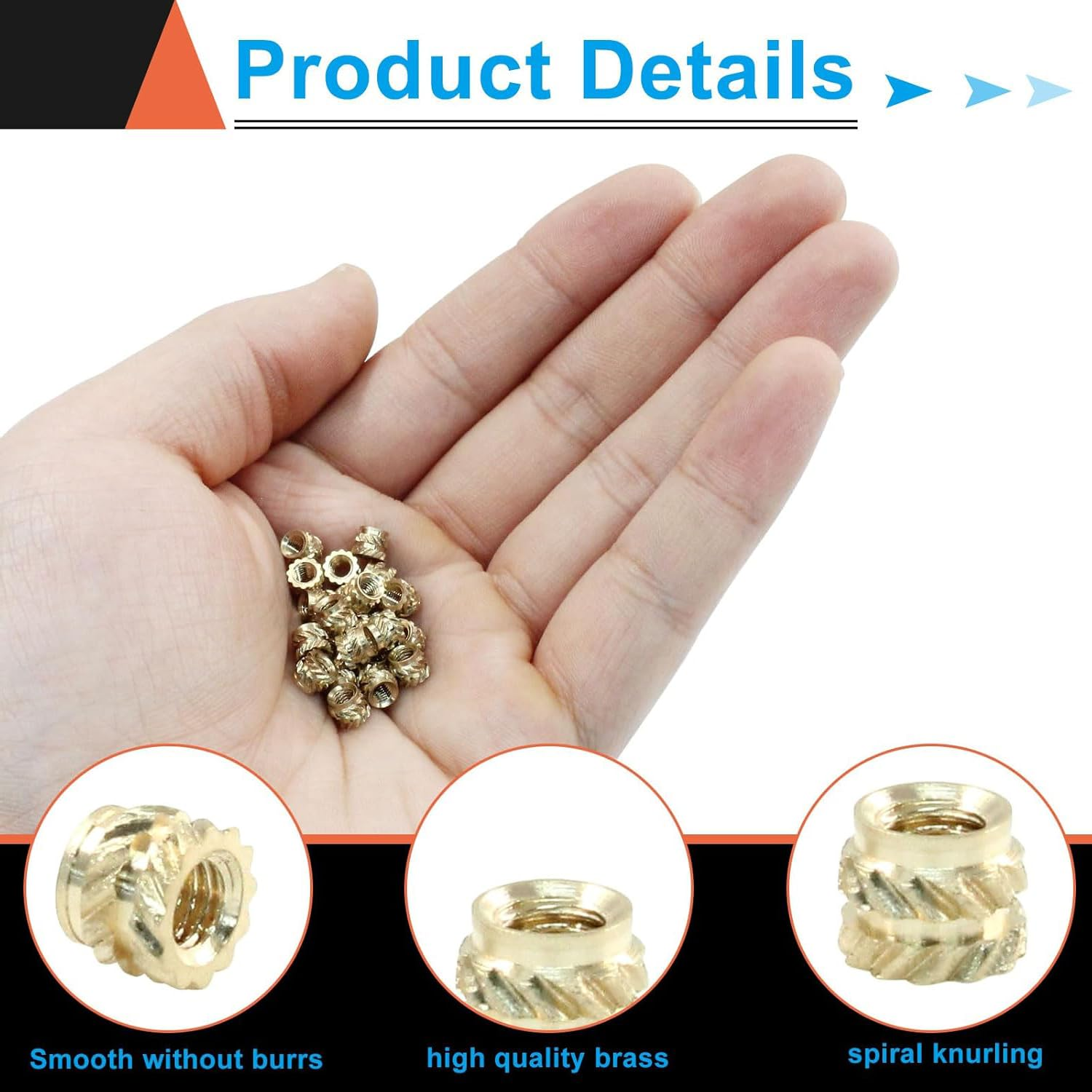 415-Piece Brass Threaded Inserts Kit - M2 M3 M4 M5 M6 Heat Set Inserts for 3D Printing & Plastic Molding, High-Temperature Resistance Knurled Nuts for DIY Projects, Automotive and Electronics image number 3