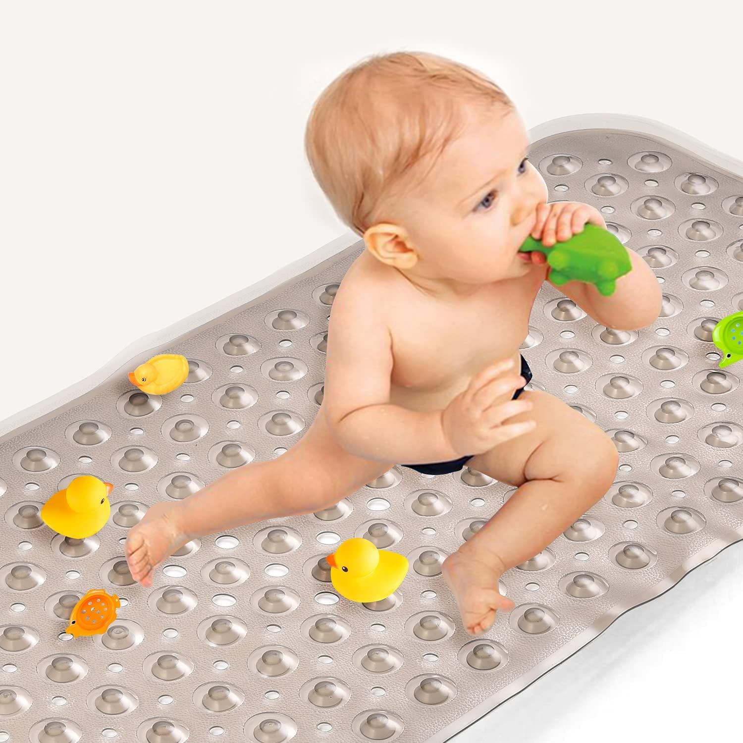 Upgrade Baby Bath Mat Non Slip Extra Long Bathtub Mat for Kids 40 X 16 Inch - Eco Friendly Bath Tub Mat with 200 Big Suction Cups,Machine Washable Shower Mat,Clear
