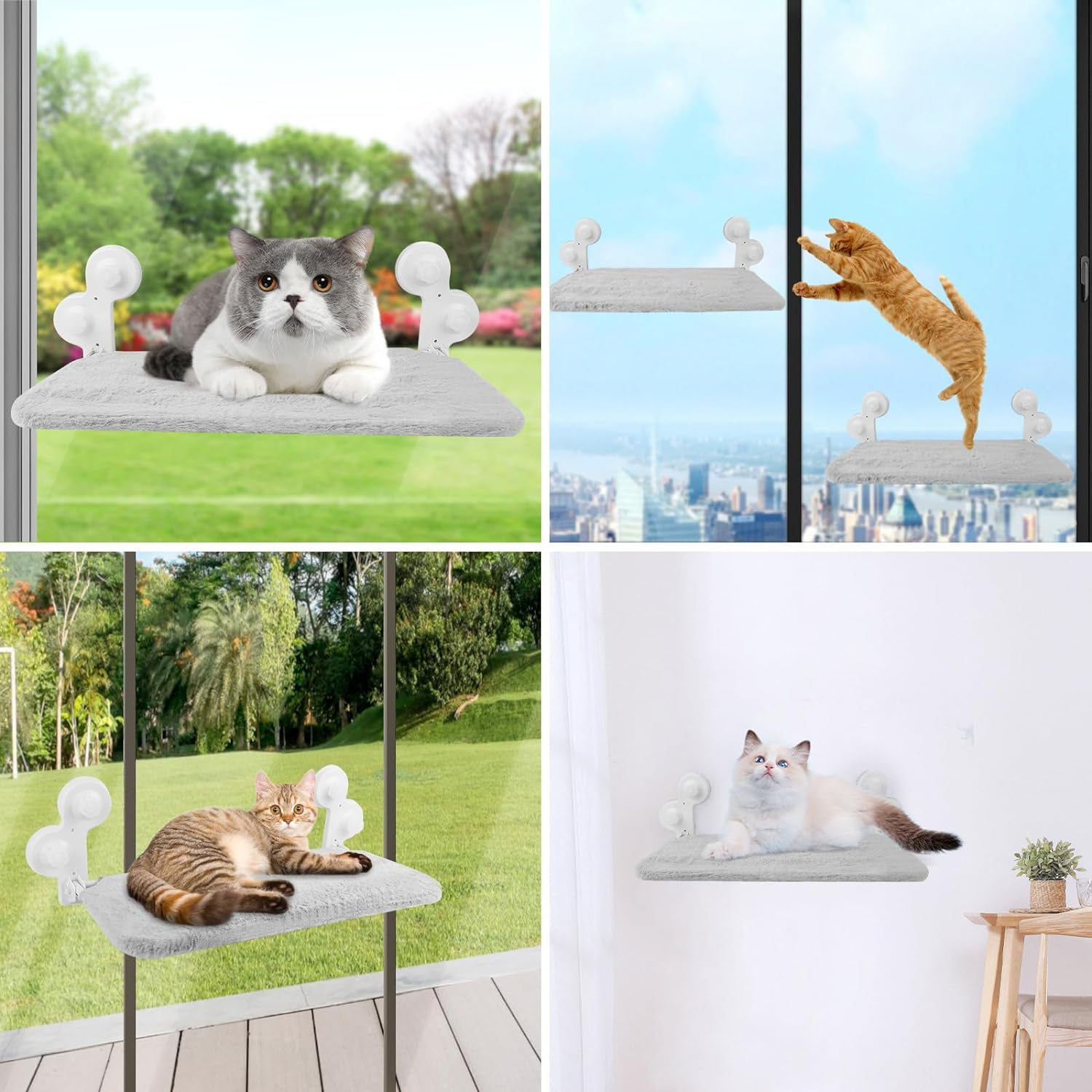 Cordless Cat Window Perch for Indoor Cats, Foldable Cat Hammock Bed Shelf Seat for Kitten Large Cat image number 5