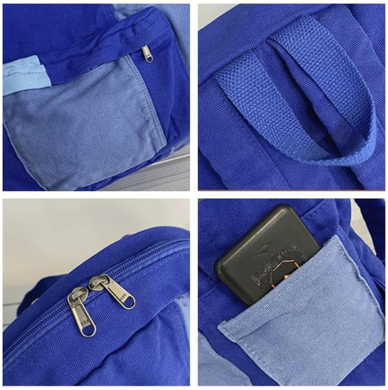 MININAI Vintage Canvas Backpack for Women Men Grunge Hippie Boho Patchwork Backpack College Book Bag Travel Casual Daypack image number 2