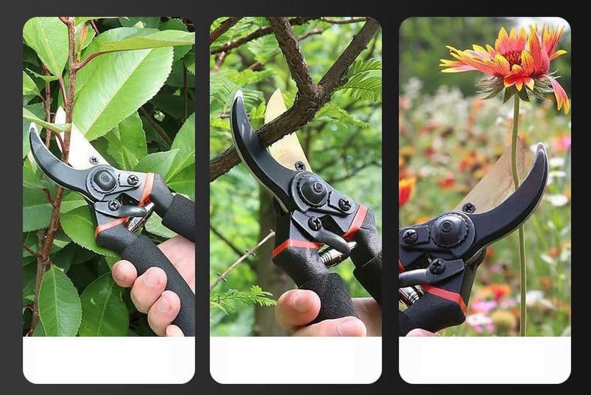 Cseao 8" Bypass Pruning Shears, Sharp Precision-Ground Steel Blade,Hand Pruners, Garden Clippers, 1 Piece image number 3