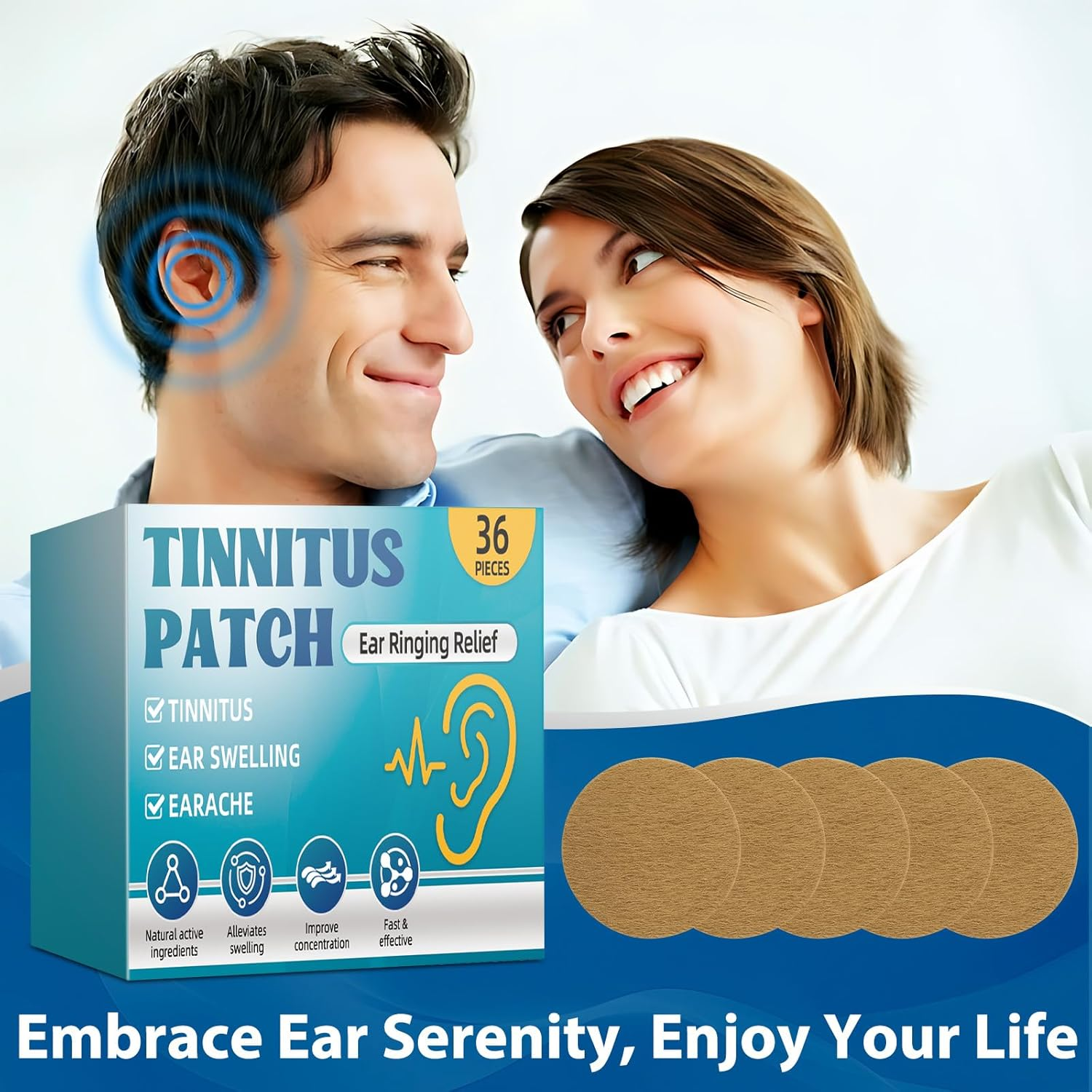 Tinnitus Relief for Ringing Ears, Tinnitus Relief Patch for Ear Ringing,Natural Herbal Formula, Effective Reduce Noise and Improve Focus, Gentle & Portable 36 Count image number 5