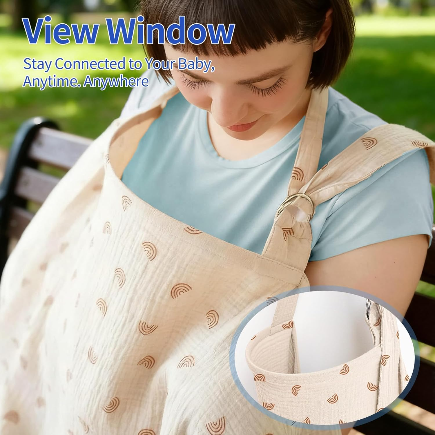 Teccfly Multi Use Muslin Nursing Cover -Cotton Breastfeeding Cover, 62X100Cm Breastfeeding Apron for Breast Feeding, Privacy Mother Nursing Apron & Car Seat Canopy, Baby Essentials image number 2