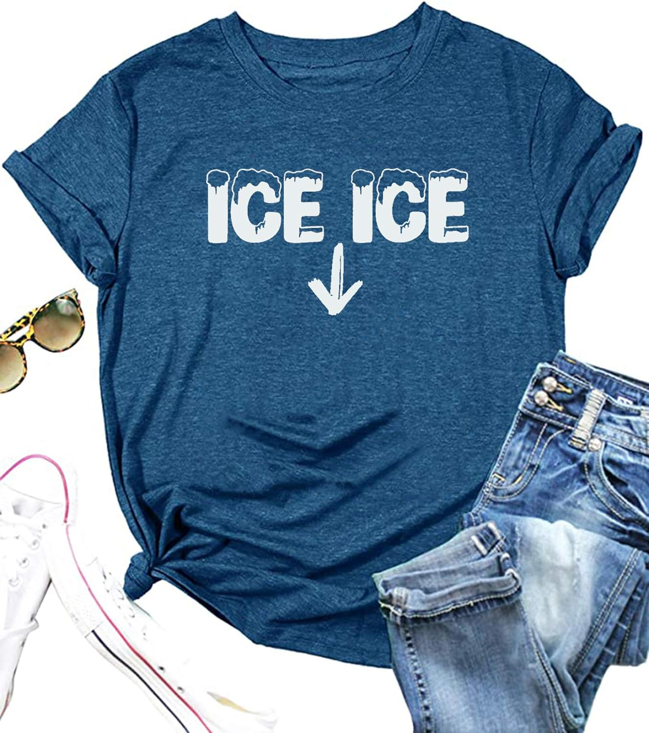 Ice Ice Baby Maternity T-Shirt Women Pregnancy Announcement Shirt Funny Letter Print Pregnant Mom Tee Tops