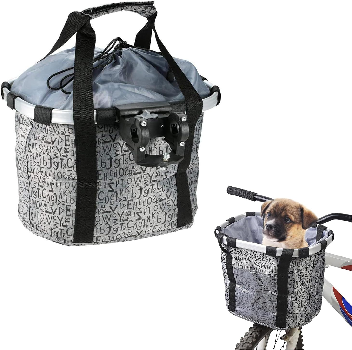 Taicols Foldable Cycling Bicycle Quick Release Front Bike Basket,Waterproof, Dog Handlebar Small Pet Cat and Back Folding Detachable Easy Install Suitable for Groceries Picnic Shopping (Black)