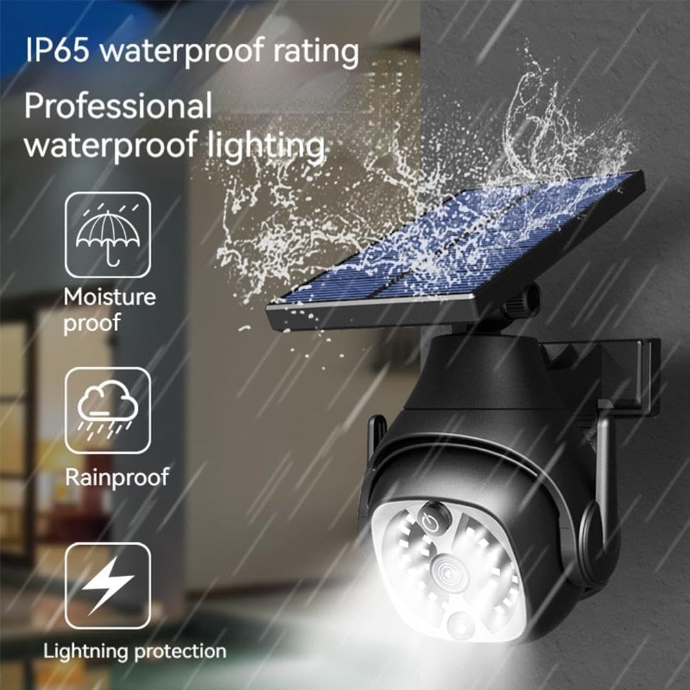 Clearhill Dummy Fake Security Camera and Solar Motion Sensor Lights, 2-In-1 Solar Lights with Remote Control, Realistic Look, Easy to Install, IP66 Waterproof, for Outdoor Porch Yard Garage Garden image number 6