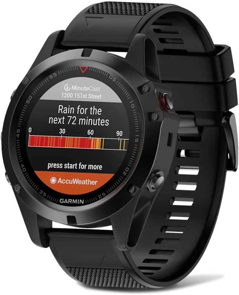 ANCOOL Compatible with Fenix 5X/Fenix 7X/Fenix 6X Band Easy Fit 26Mm Width Soft Silicone Watch Bands Repalcement for Fenix 6X Pro/Fenix 7X Pro/Fenix 5X Plus/Fenix 3/3HR Smartwatches-Black image number 1