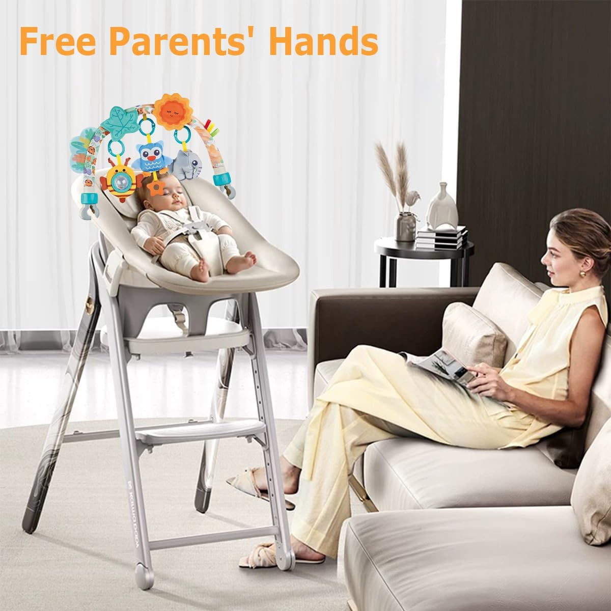 Baby Arch Activity Toy for Infant ＆ Toddlers, Fits Stroller, Car Seat and Bassinest, Baby Adjustable Crib Hanging Toy with Rattles, Stimulates Baby'S Senses and Motor Skills Development(Animals) image number 1