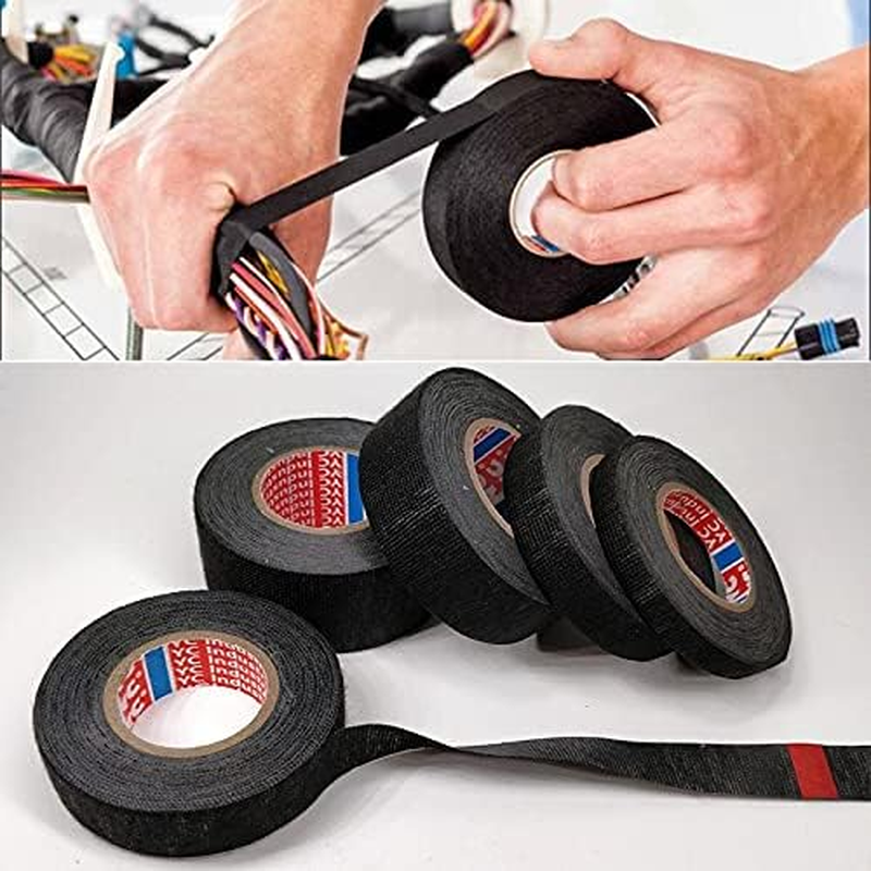 1Pcs Black Length15M Width 9/15/19/25/32MM New Tesa Type Coroplast Adhesive Cloth Tape for Cable Harness Wiring Loom Dropship (Color : 15M, Size : 25Mm)