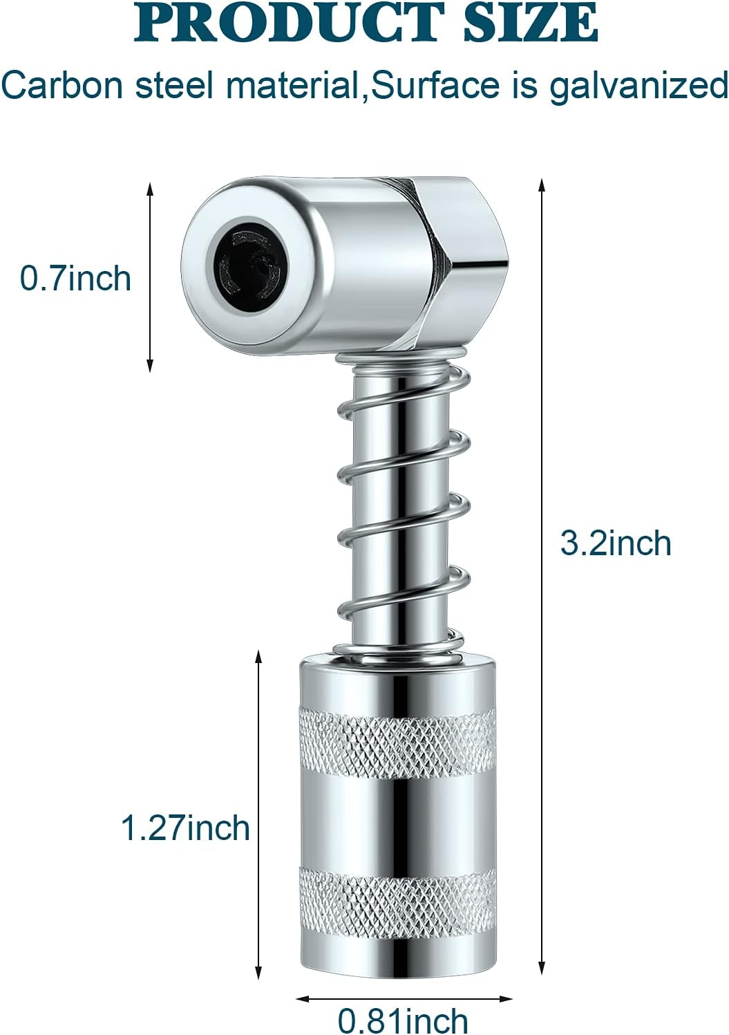 Silver 90 Degree Grease Coupler Gun Adapter 90 Degree Grease Gun Coupler Grease Gun Fittings Grease Gun Tips 3 Jaw Angle Swivel Snap Right Fitting Tool for Farm Truck Auto Industrial Use(2 Pieces) image number 1