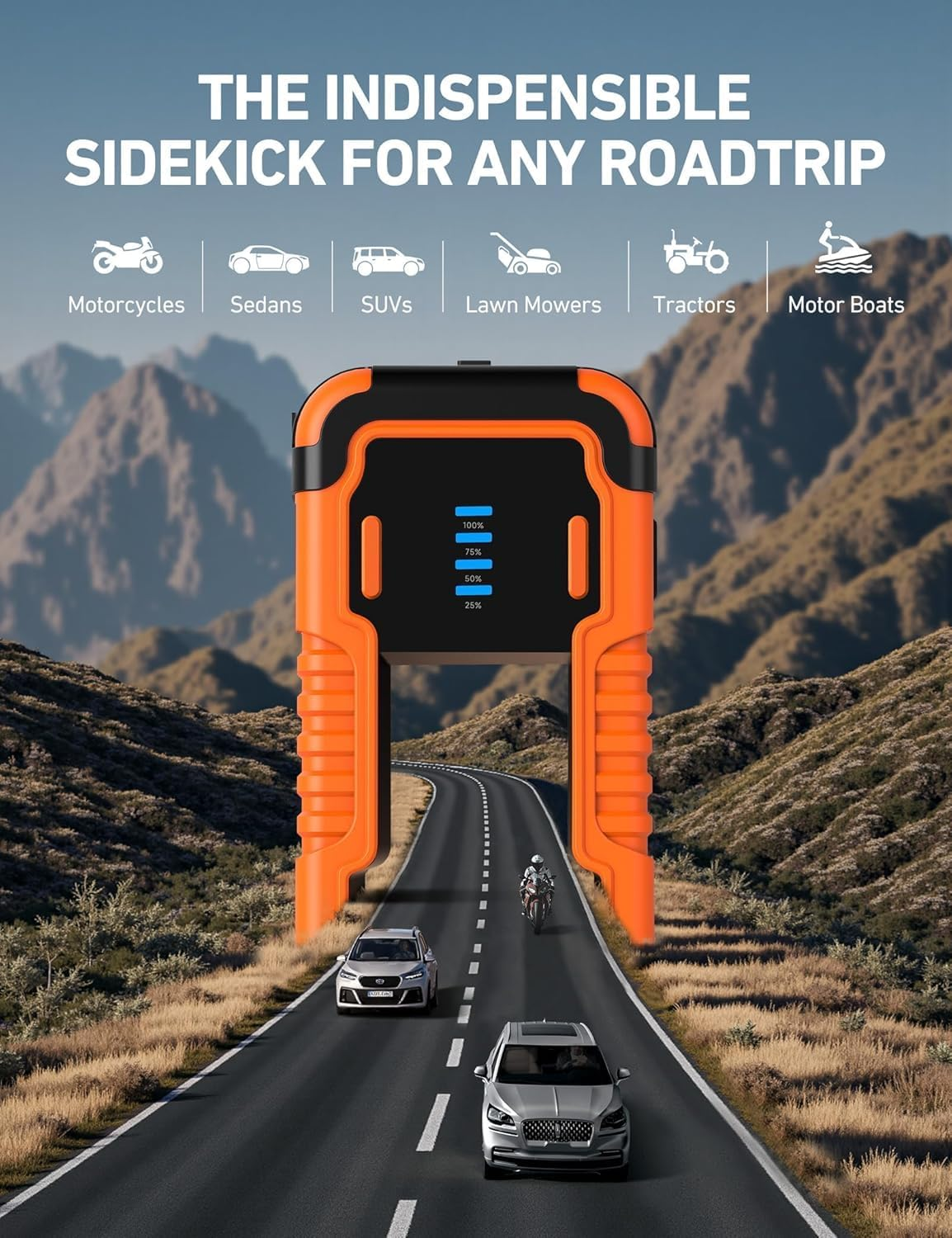 Astroai P10 Car Battery Jump Starter Power Bank 3000A &ndash; Portable Car Jump Pack for 12V Cars (10.0L Petrol / 8L Diesel), Motorbikes, Car Battery Charger Includes LED Flashlight, Orange image number 4