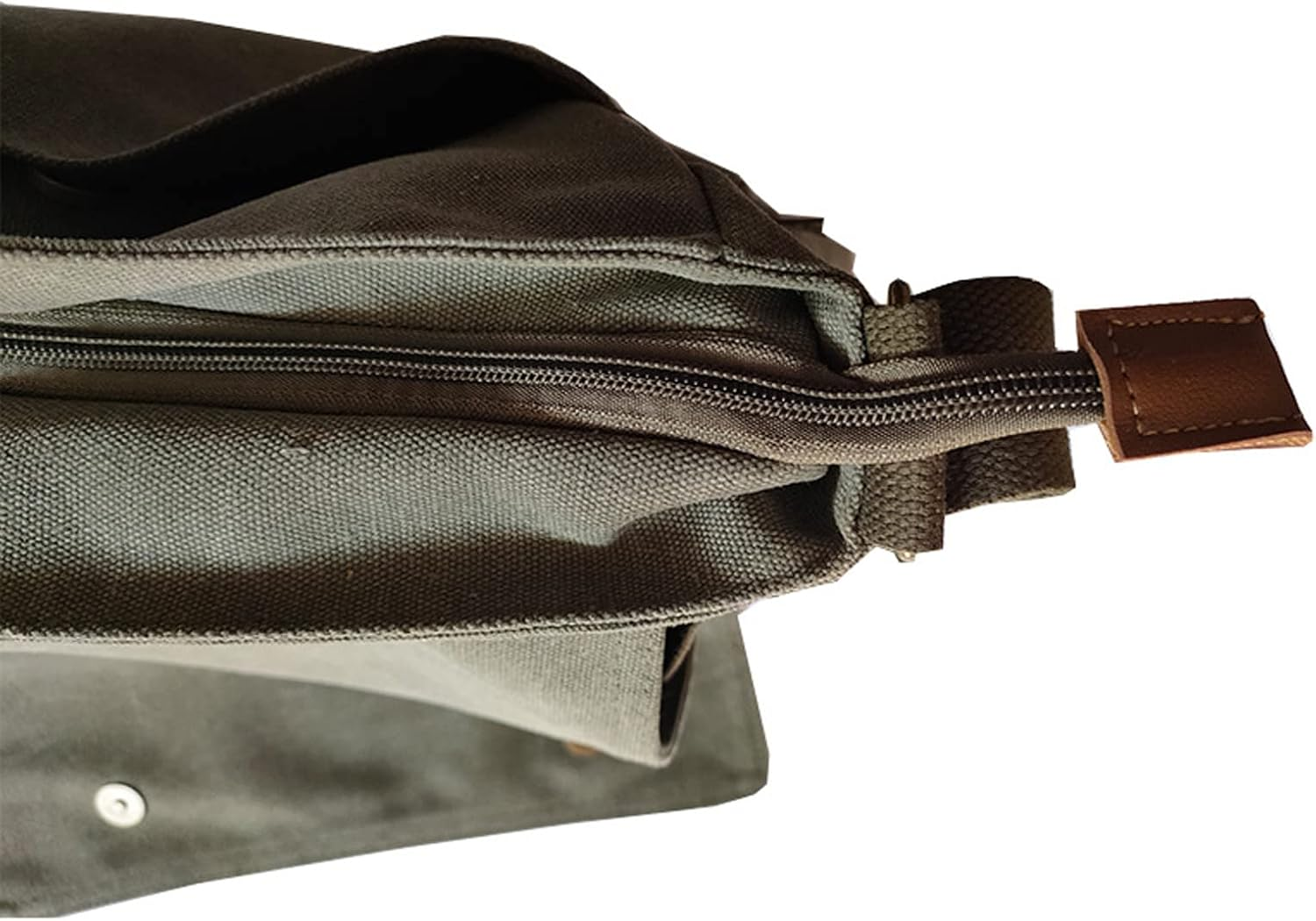 Men'S Korean Canvas Bag Men'S Shoulder Bag Men'S Large Capacity Computer Casual Bag - Military Green image number 5