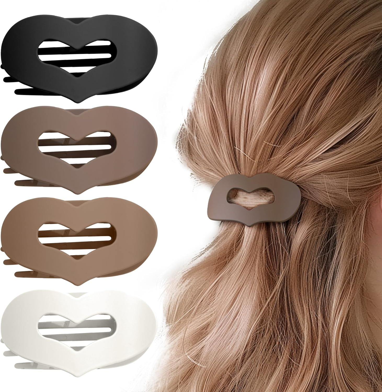 Duckbill Hair Clips, Flat Hair Clips for Women with New Design, Strong Hold, Mat, Large Hair Clip for Thin and Thick Hair, Curved Design for Lying and Driving, Pack of 4