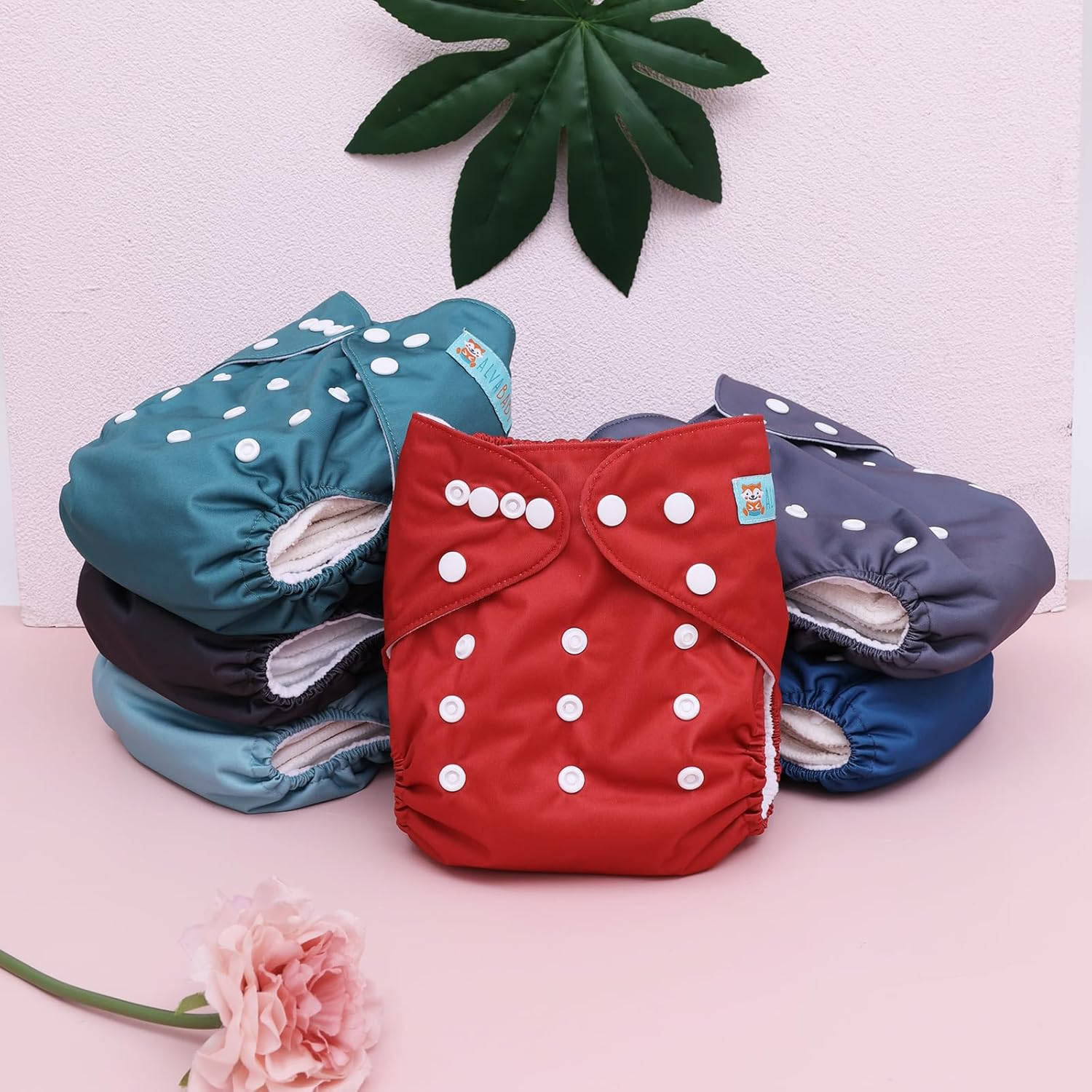 ALVABABY 6 Packs with 12 Inserts Cloth Diaper One Size Adjustable Washable Reusable for Baby Girls and Boys 6BM107-AU image number 3