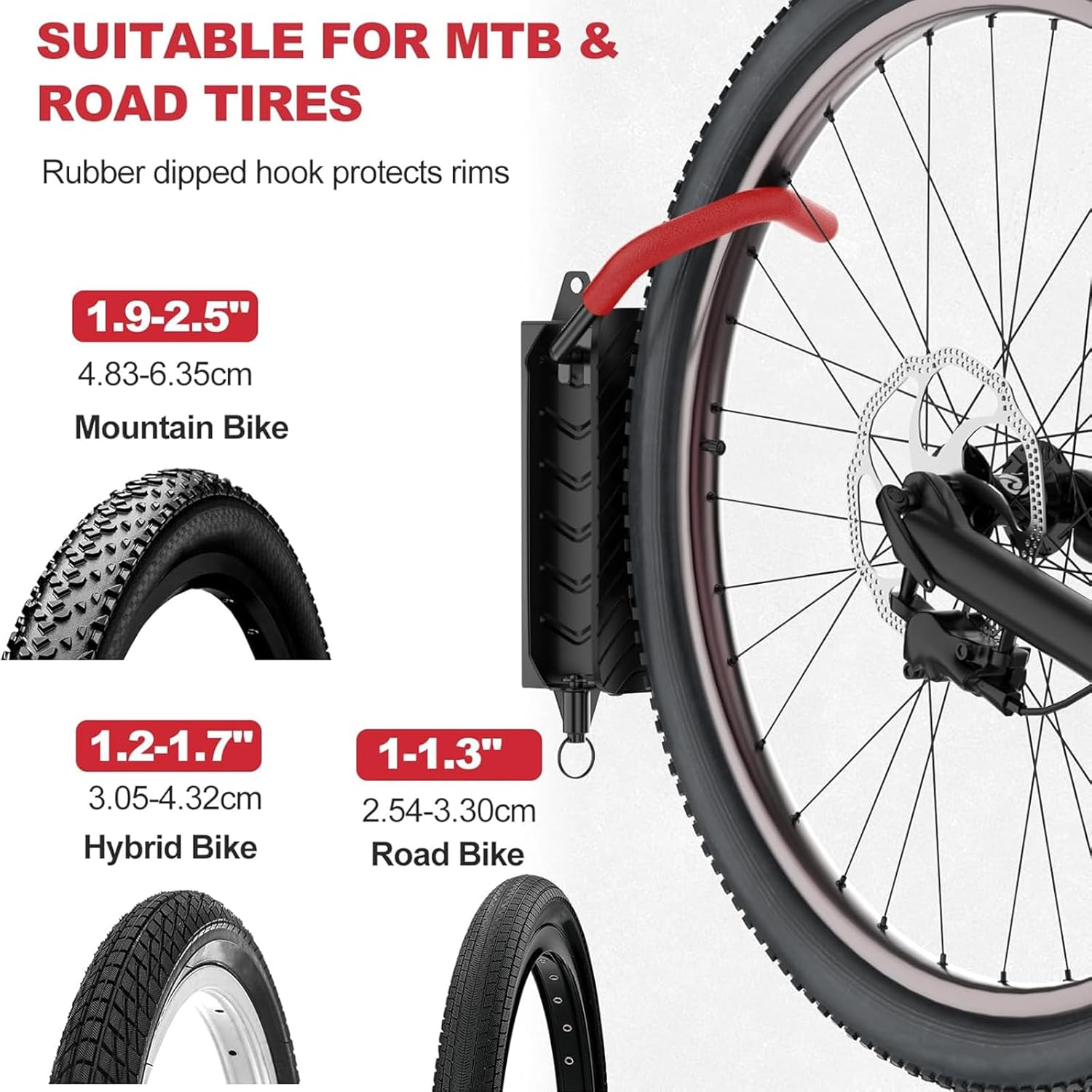 Swivel Bike Wall Mount, Bike Hooks for Garage, Wall Mount Bike Rack Bike Hangers for MTB, Road, Bicycle, Bike Storage Rack for Garage Apartment Indoor (2Pack) image number 2