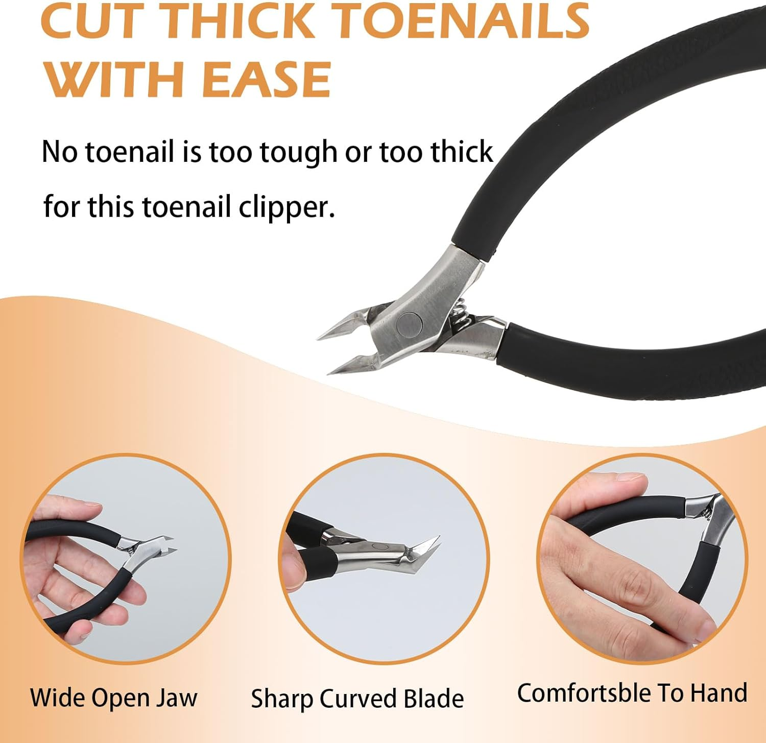 Teccfly Ingrown Nail Clippers for Ingrown Toenail Prevention,Precision Thick Toenail Clipper for Ingrown and Curly Nails, Straight Blade Nail Clippers with Ergonomic Handle,Toenail Clippers for Seniors Adults Men and Women image number 5