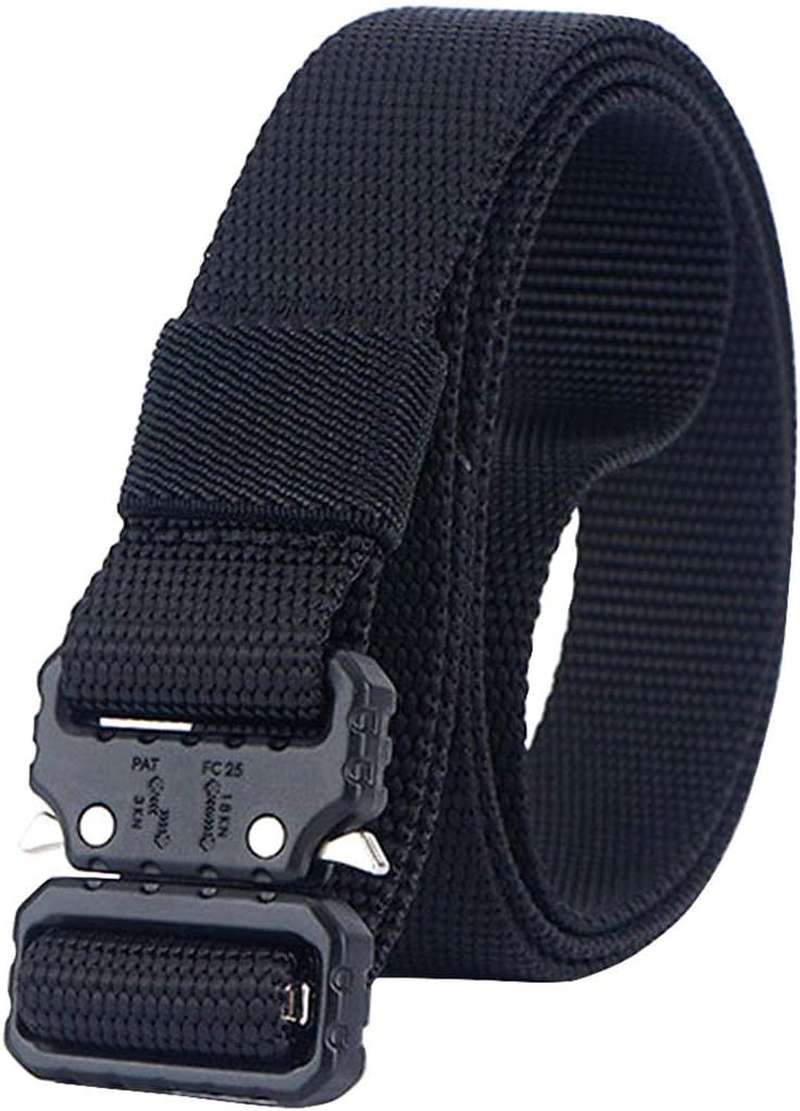 QAZSE 1 Inch Nylon Tactical Belt Quick Release Metal Buckle Heavy Duty Military Sports Skinny Webbing Work Belts for Men