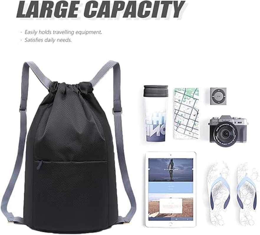 1Pc Drawstring Backpack Waterproof Drawstring Bags Gym Bags,Drawstring Gym Backpack String Bag,Drawstring Backpack Water Resistant String Bag Sports Gym Bag,Drawstring Backpack Sports Gym Bag,Black - Black image number 3
