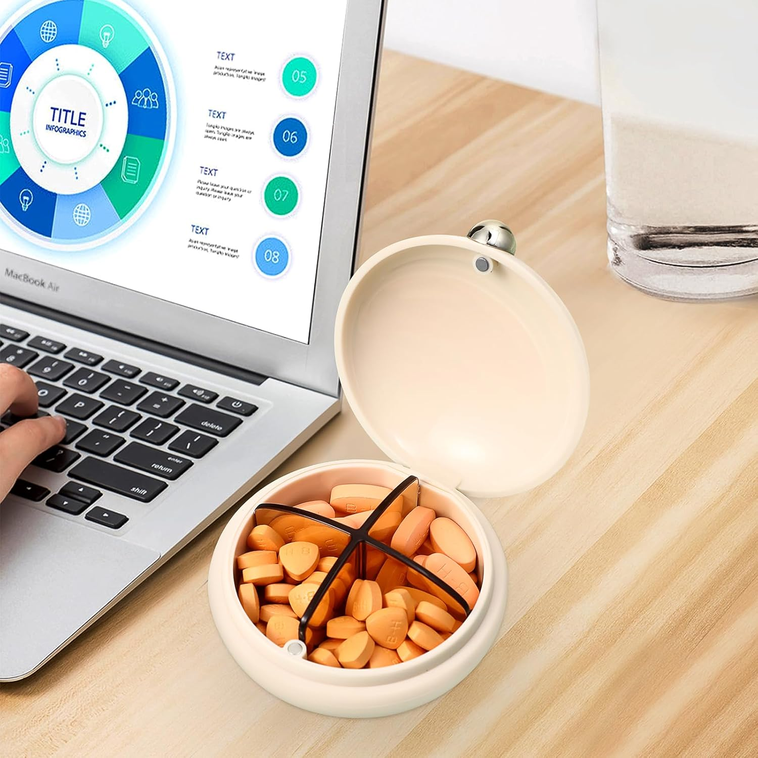 ULTECHNOVO Travel Pill Case with 4 Compartments Portable Medication Organizer Compact Airtight Pill Container for Outdoor and Daily Use image number 7