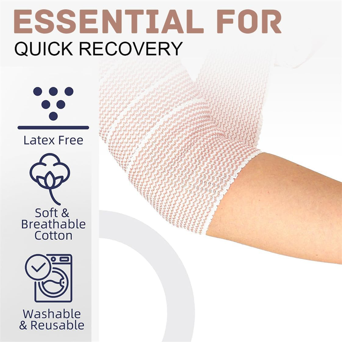 6Rolls Cotton Compression Bandage Wrap with Hook-And-Loop Closure image number 1