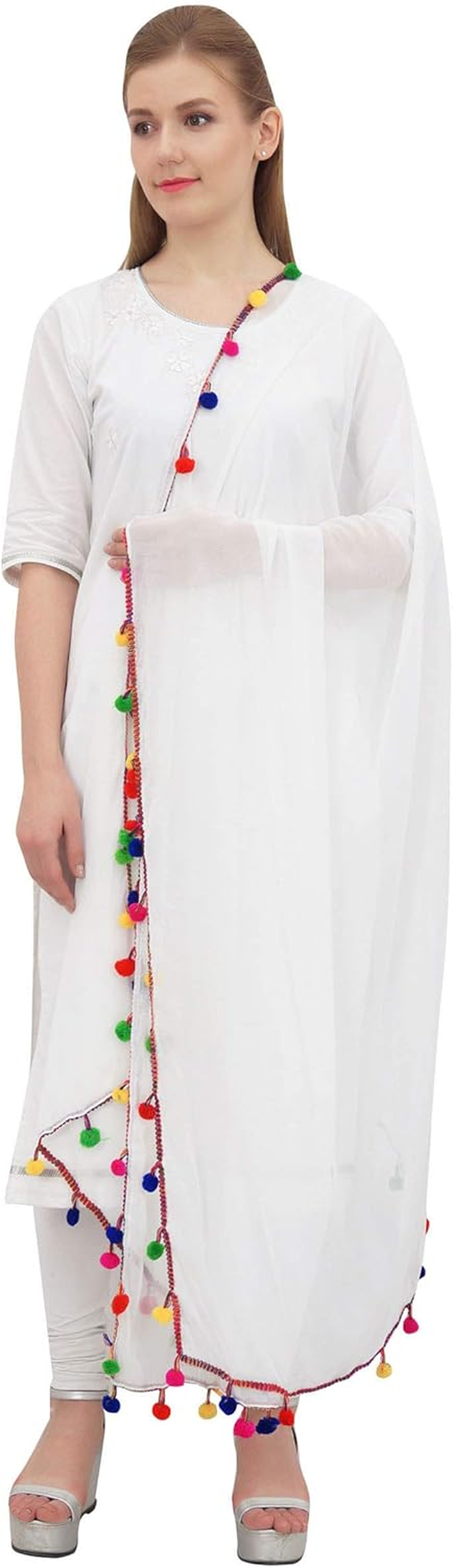 Phagun Women'S Designer Chiffon Dupatta Ethnic Chunni Wrap Long Stole - Black image number 3