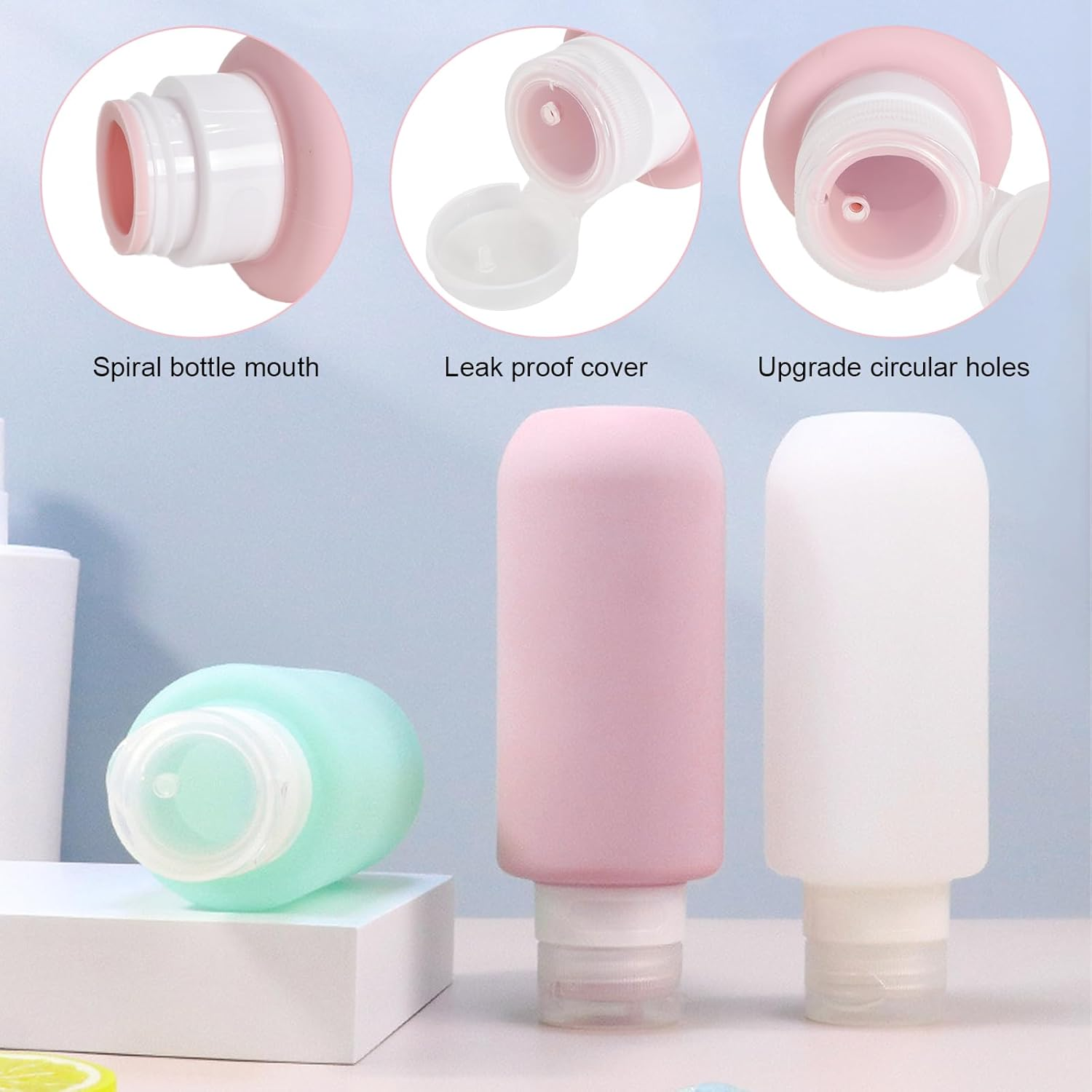 Silicone Travel Bottles 3Pcs Leak Proof Silicone Squeezable Containers for Toiletries, 200Ml Portable Travel Bottles Set for Traveling, BPA Free, Refillable, for Lotion Liquid, Shampoo, Conditioner image number 3