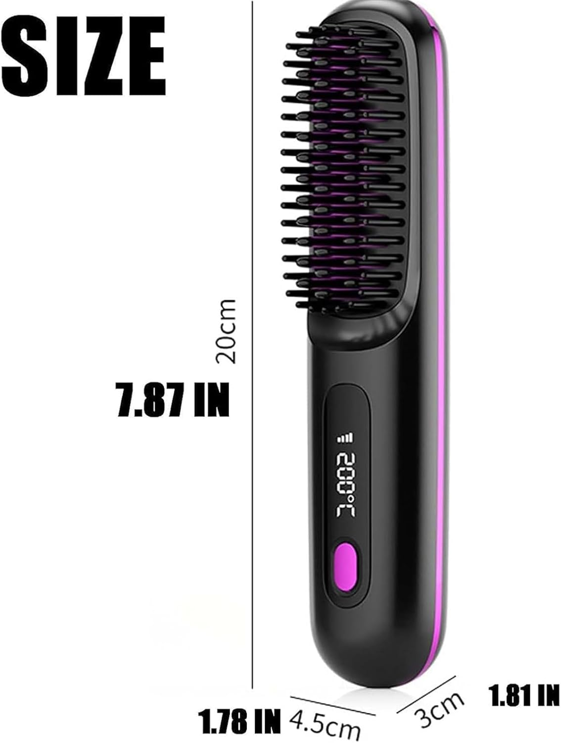 Gobrush Pro 2025, Gobrush Pro Hair Cordless, 2 in 1 for Straightening and Curling, with LED Display, 20S Fast Heat Up, 3 Temperature Settings (Purple)