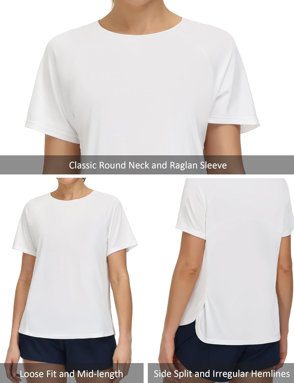 THE GYM PEOPLE Women'S Short Sleeve Workout Shirts Breathable Yoga T-Shirts with Side Slits Athletic Tee Tops image number 3