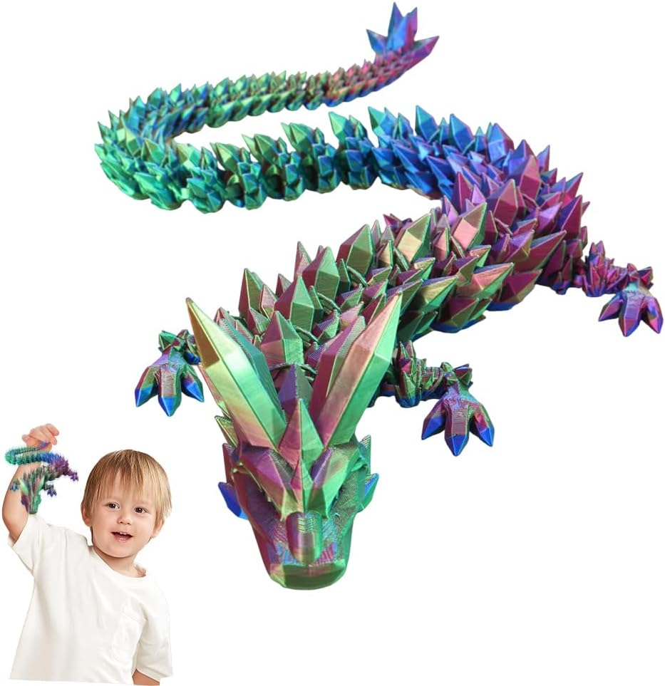 3D Printed Dragon, 24 Inches 3D Dragon, Articulated Dragon, Fidget Dragon, Dragon Fidget Toy, Dragon Fidget, Articulated Gem Dragon Figure for Home Office Decor (Magic Gradient Dragon)