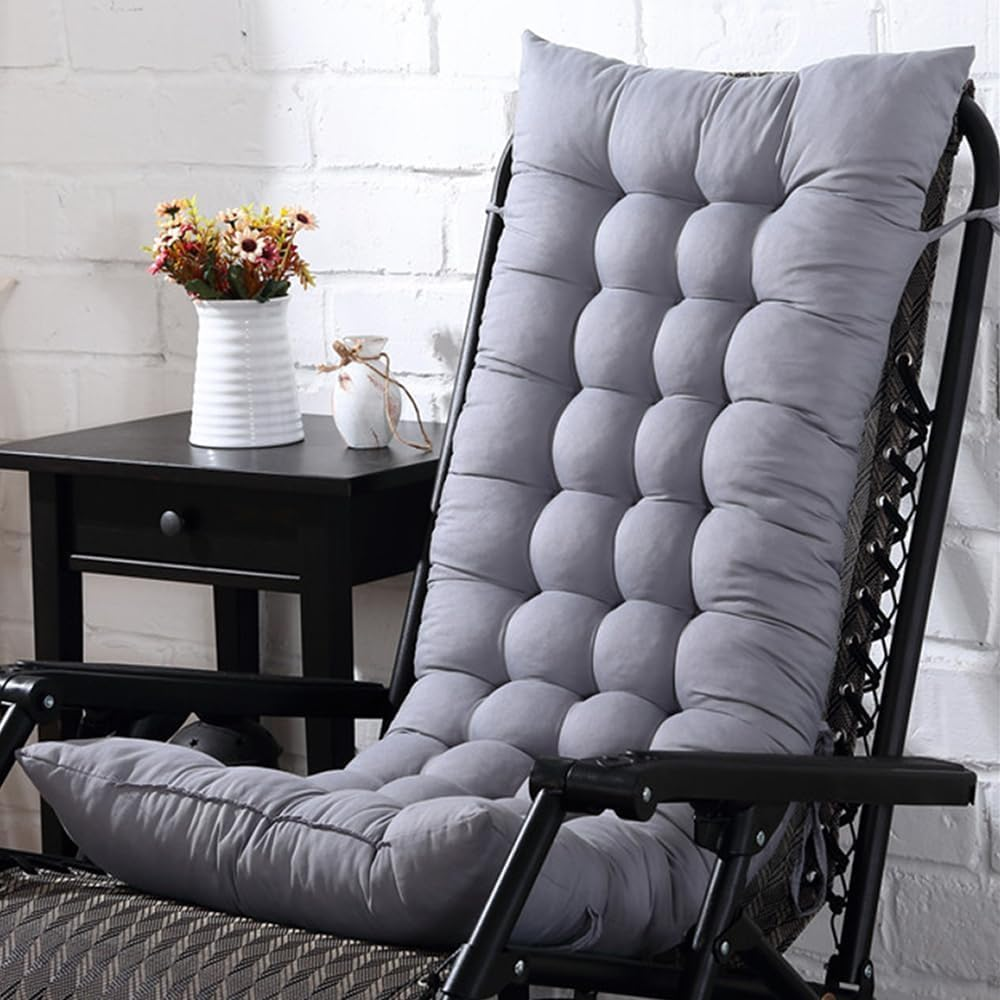 Chair Cushion, Foldable Lounge Cushion, Rectangle Bench Cushion Pad for Chaise Swing, Home Lazy Bench Cushion for Living Room, Midday Rest, Watching TV, Balcony, Grey, (Chair NOT Include)