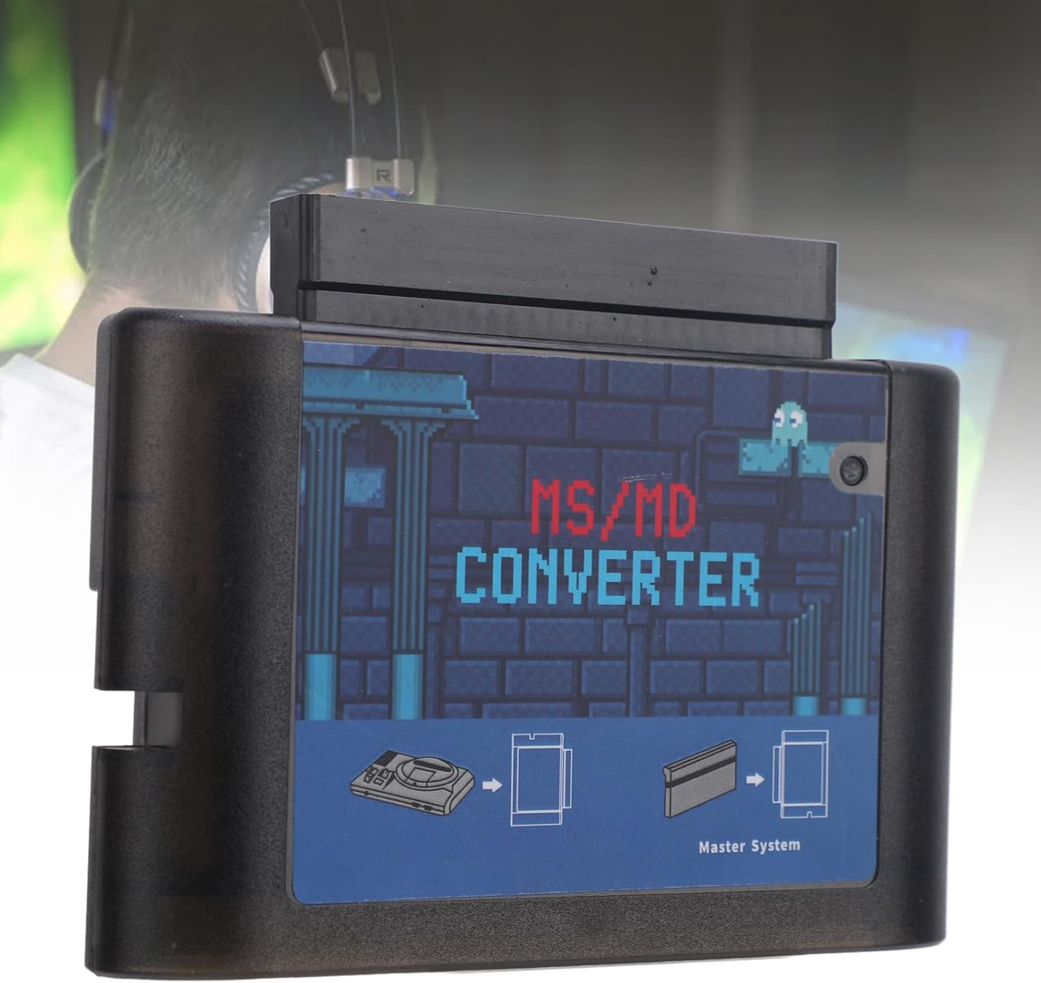 MS to MD Game Card Adapter for Retron 5 3 2, MS to MD Game Video Converters for Mega Drive for Genesis, MS to MD Game Burner Card Converter Enriched Gaming Experience (Black Transparent) - Black Transparent image number 3