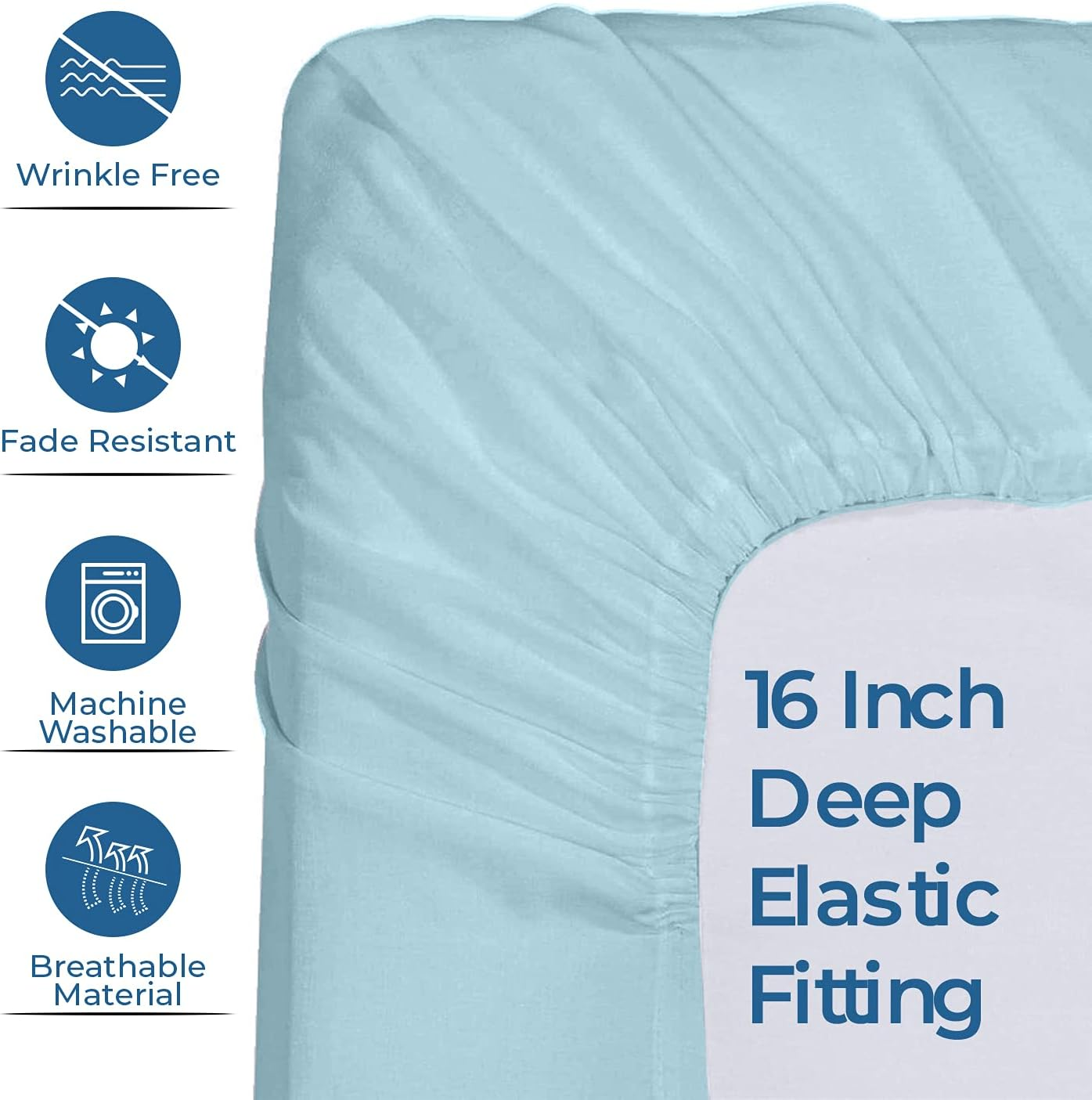 DAN RIVER King Jersey Sheet Set|Luxury Heather 100% Cotton Bed Sheets|T-Shirt Sheets|All Season Bedding|Soft Comfortable Deep Pocket Jersey Cotton Bed Sheets (4Pc, King, Light Blue) image number 3